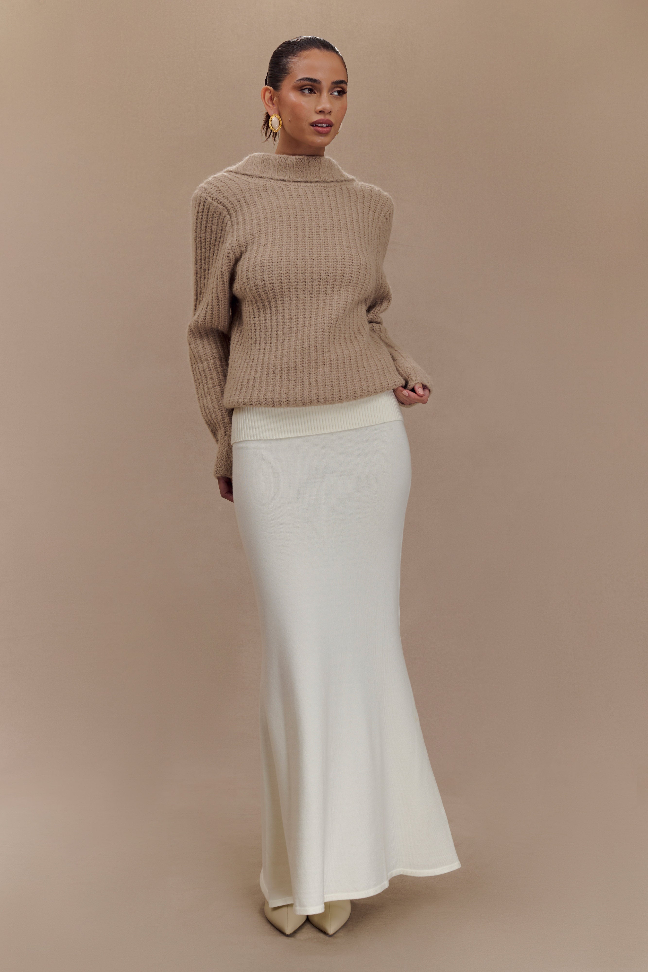 Candice Oversized Low Back Knit Jumper - Stone Marle、mySite、solidvoid