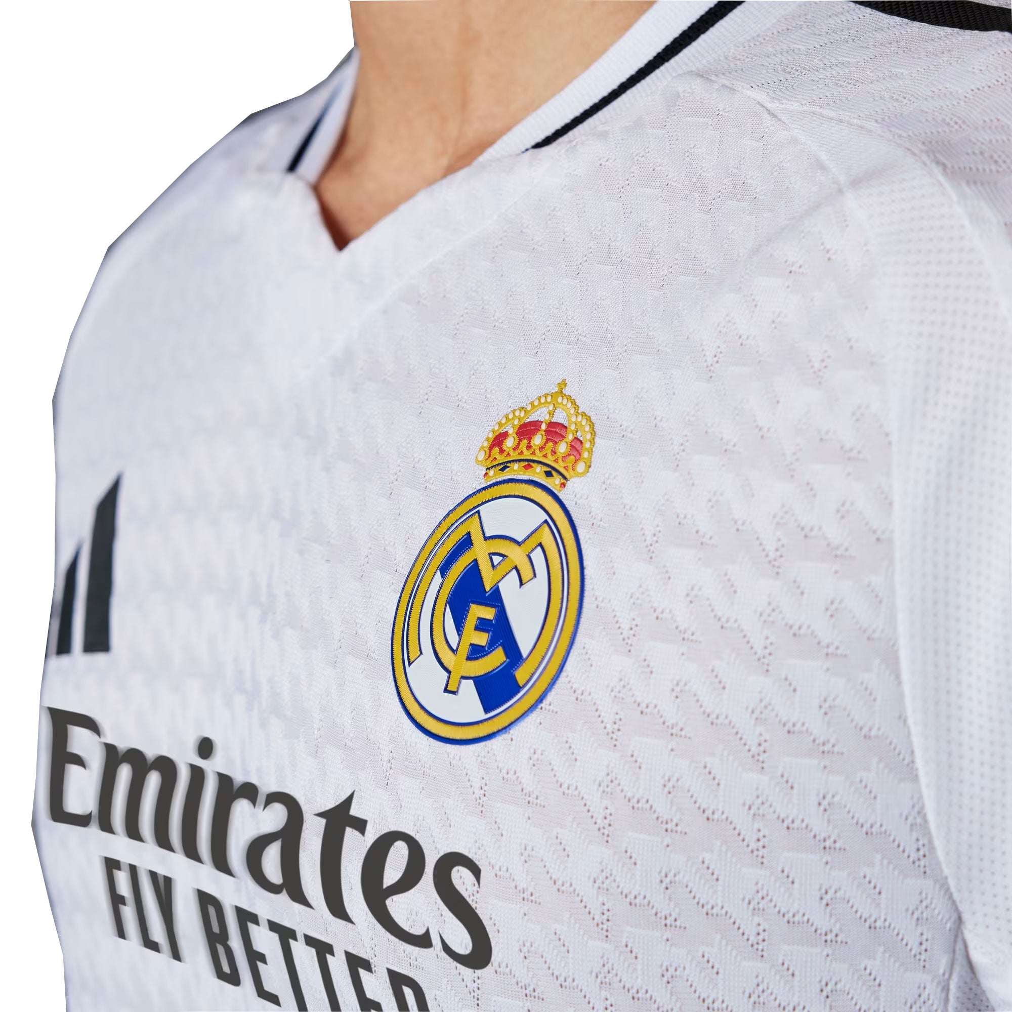 adidas Men's Real Madrid 2024/25 Authentic Home Long Sleeve Jersey White/Black、mySite、noshort