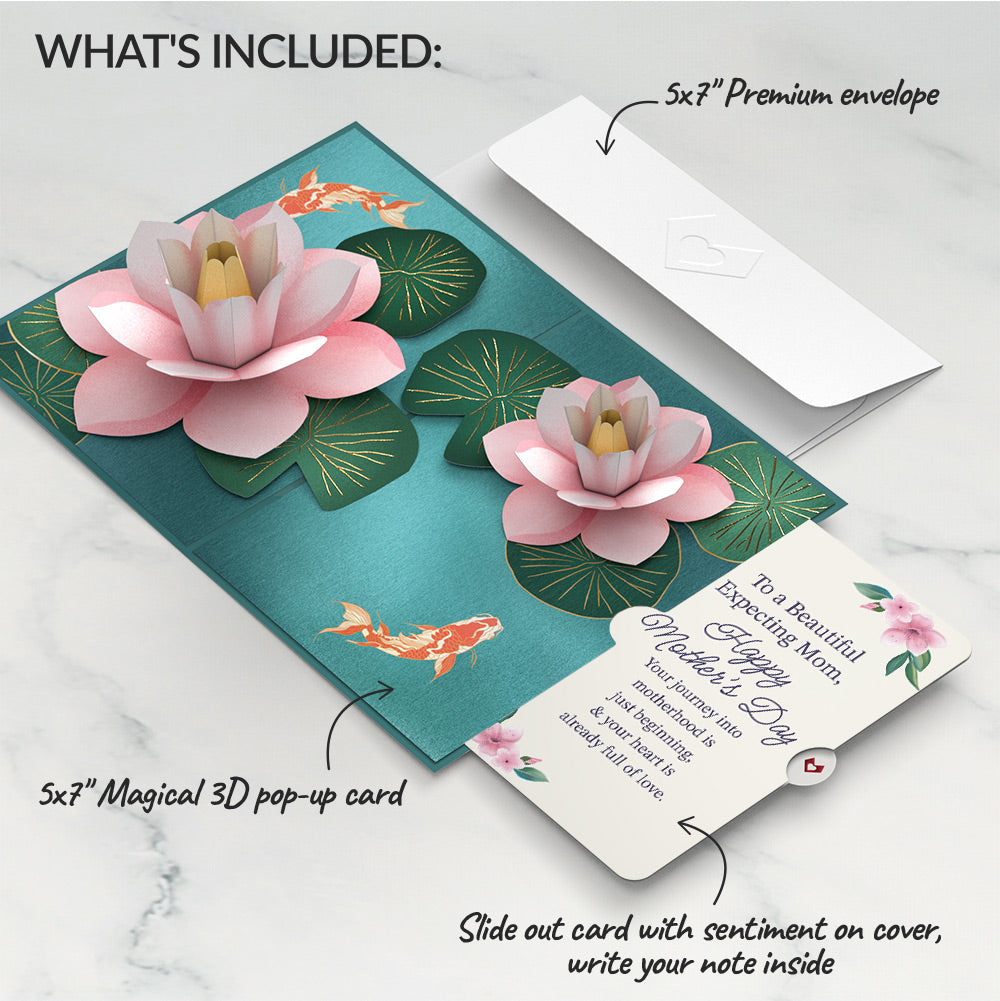 Koi Fish and Lotus Pond Mother's Day Pop-Up Card and Sentiment Set for Expecting Mom、mySite、solidvoid