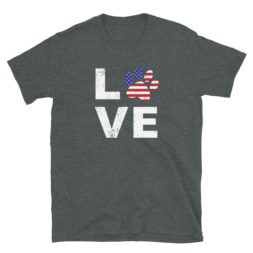 Patriotic Paw Love T-Shirt、mySite、camillekostekn