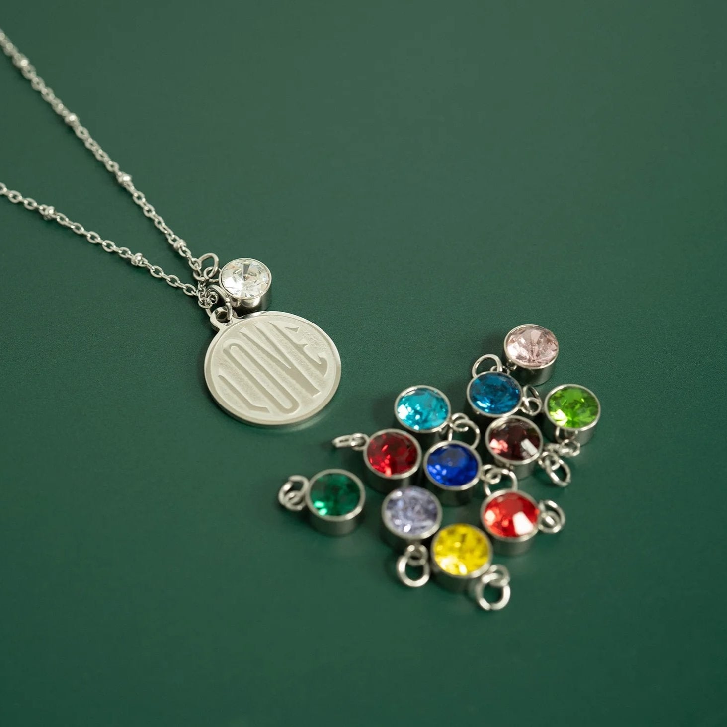 Stainless Steel Round Birthstone Charm 8mm / PDL0266、mySite、dreamappss