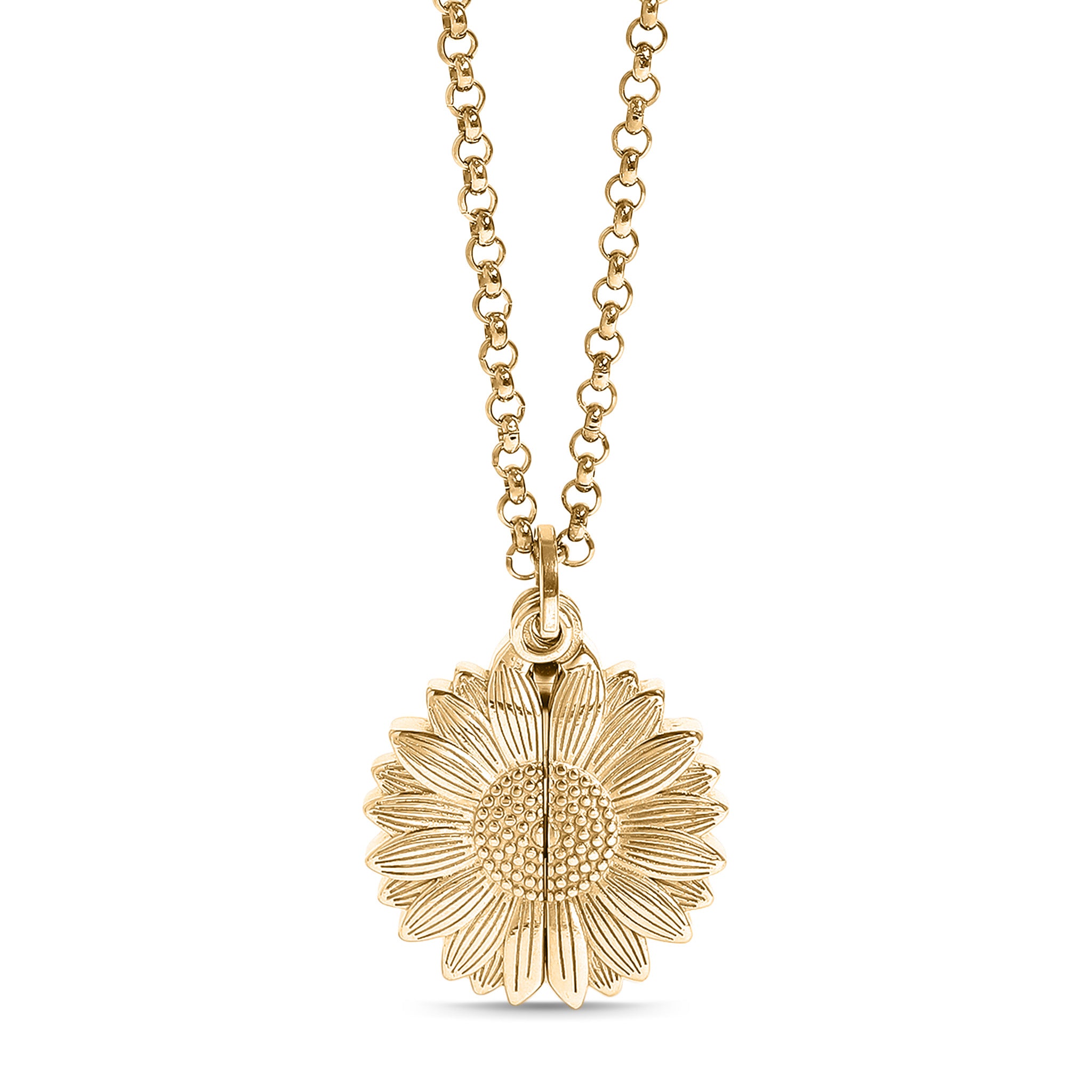 18K Gold PVD Stainless Steel Sunflower Hidden Message Necklace / CHN9973、mySite、dreamappss