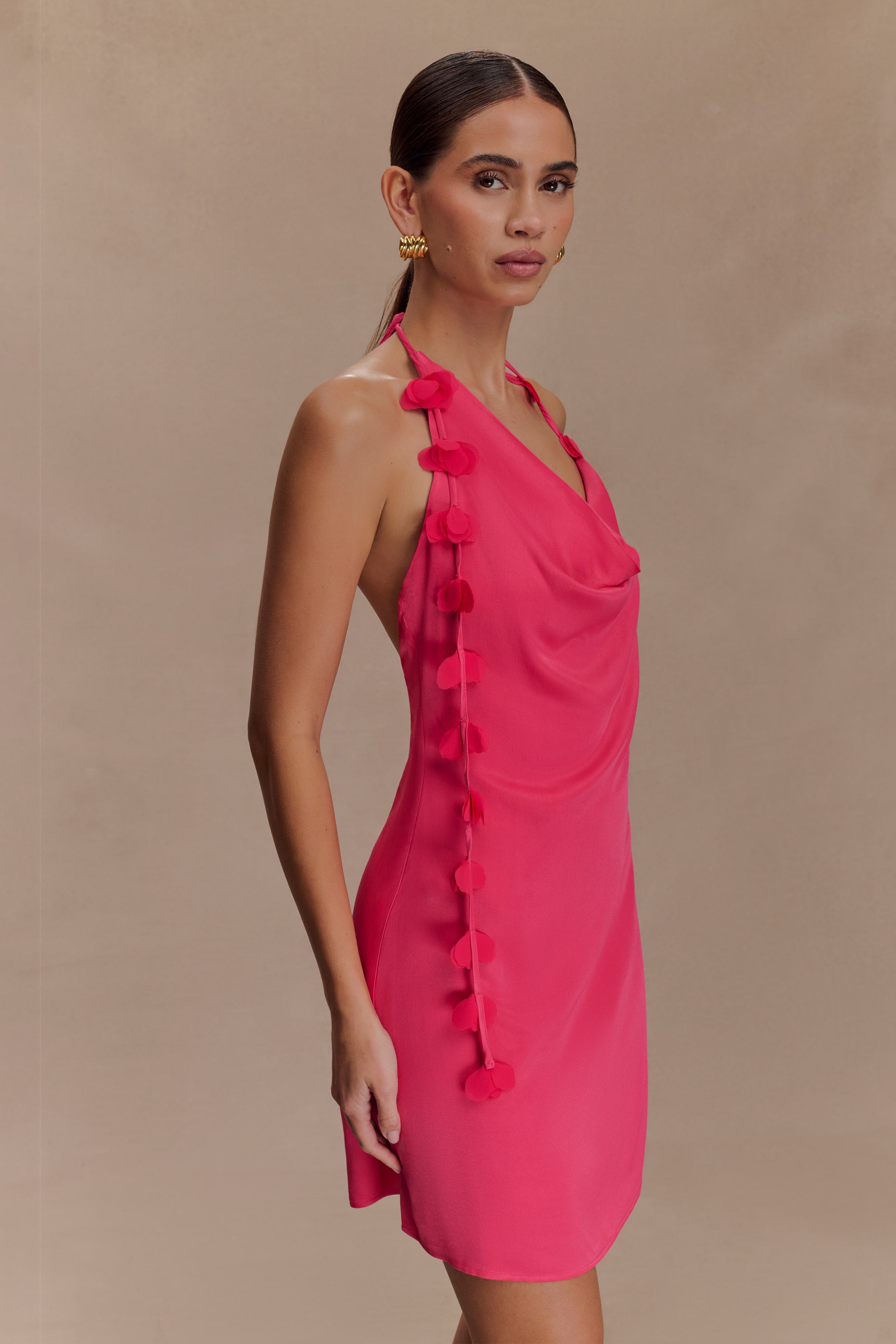 Gwenda Satin Floral Mini Dress - Dragonfruit、mySite、solidvoid