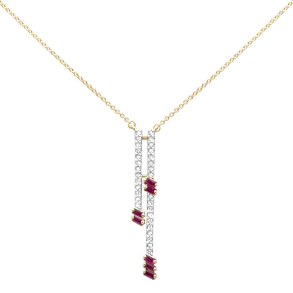.70ct G SI 14K Yellow Gold Diamond & Ruby Drop Pendant Necklace 18 Ext、mySite、g9winljtr