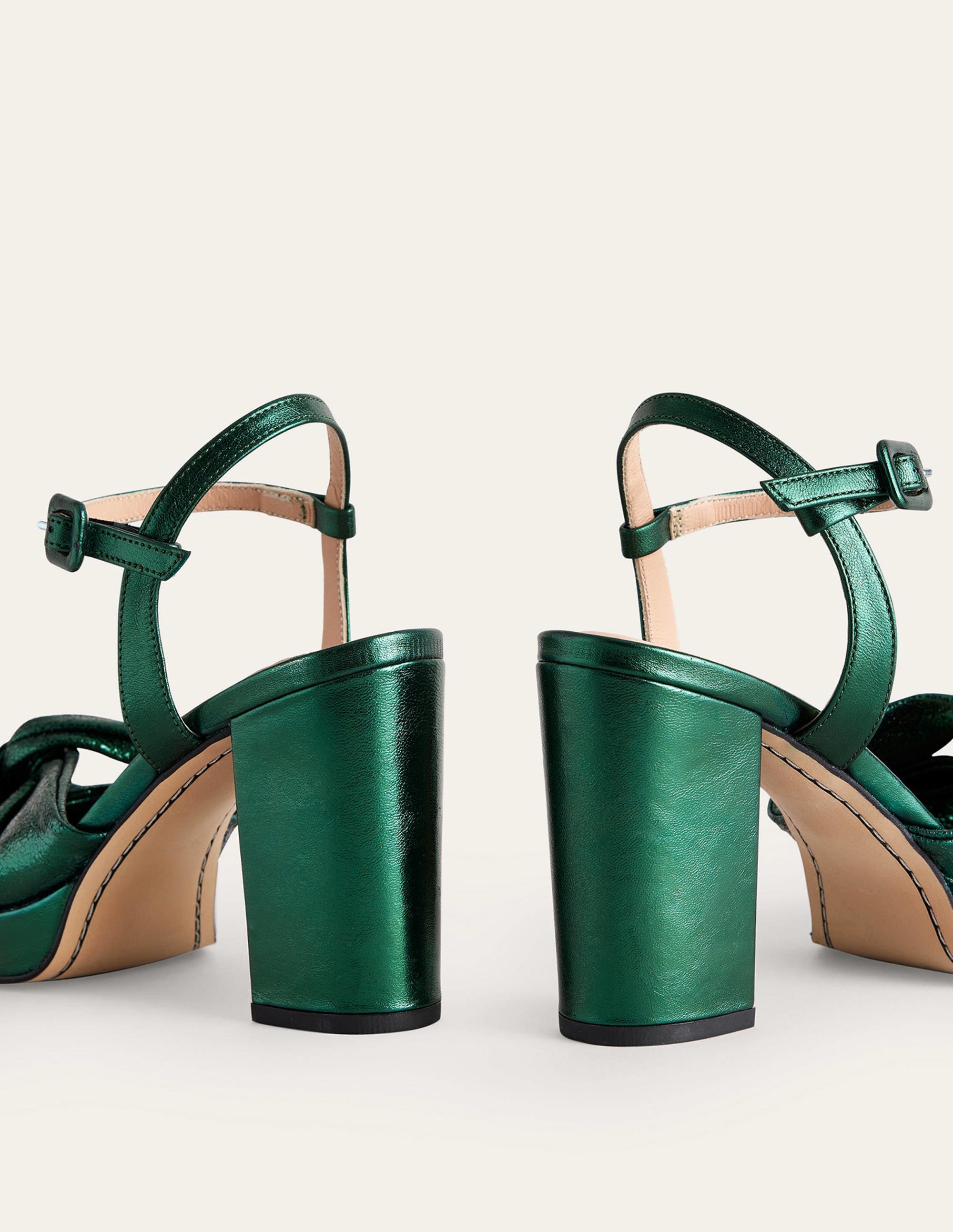 Twist Front Platform Sandals-Winter Green Metallic Leather、mySite、ashleygrahame