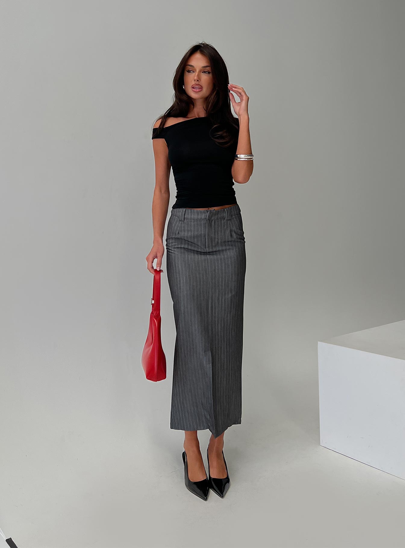 Cubeb Maxi Skirt Grey、mySite、solidvoid