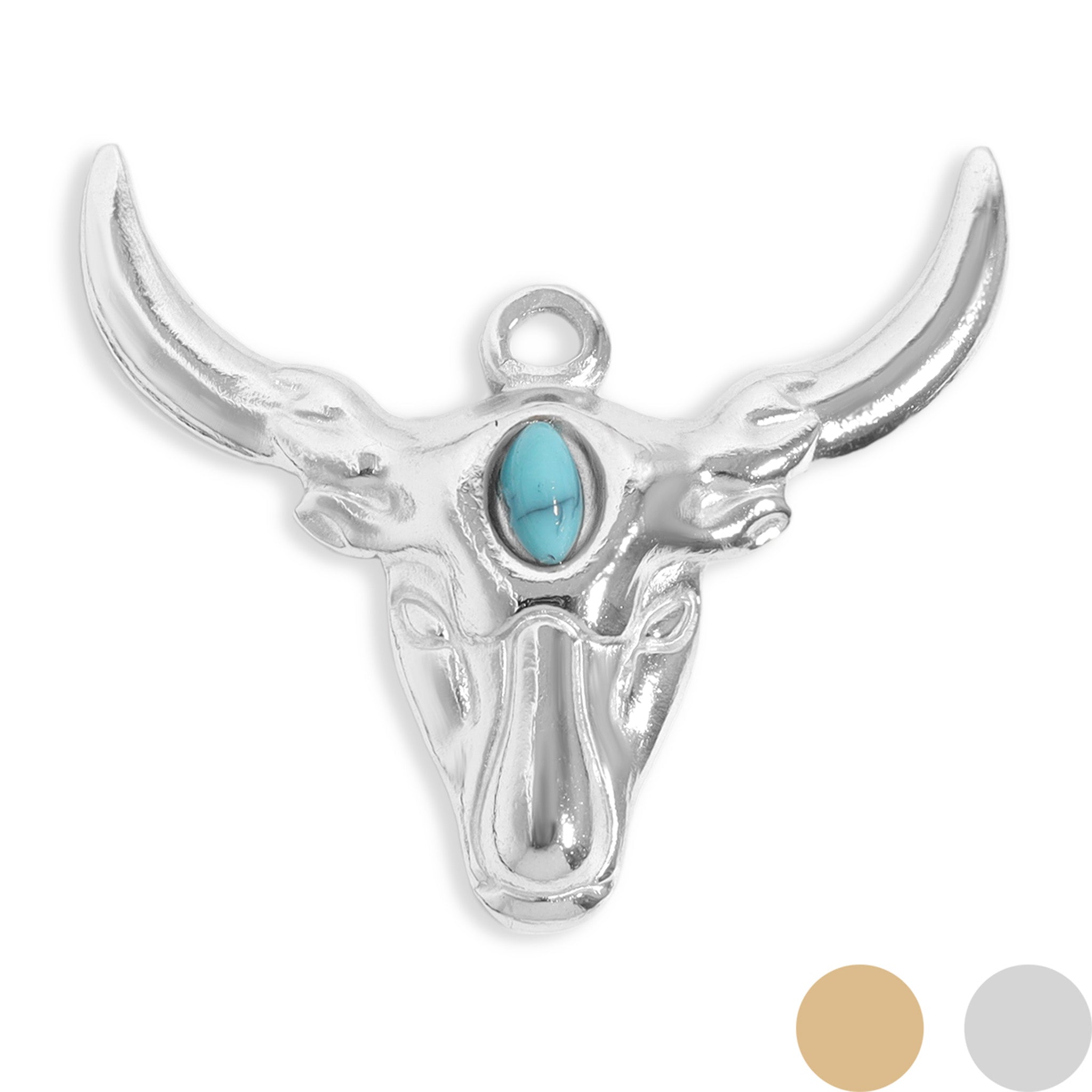 18K Gold PVD Stainless Steel Longhorn with Turquoise Charm / PDL0188、mySite、dreamappss