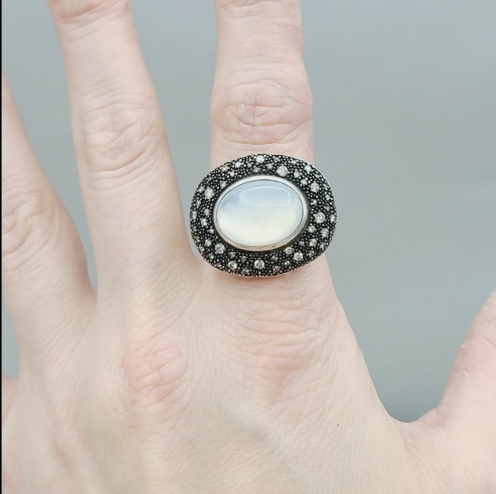 David Yurman Large Midnight Melange Ring 鈥?Moon Quartz、mySite、hinf8tx79