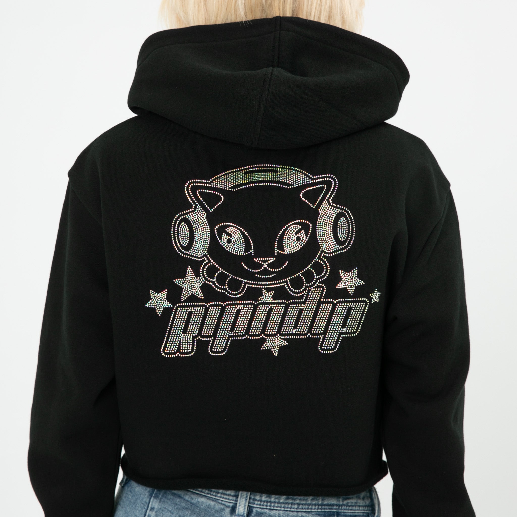  Kawaii Nerm Cropped Hoodie (Black)、mySite、merchandisen