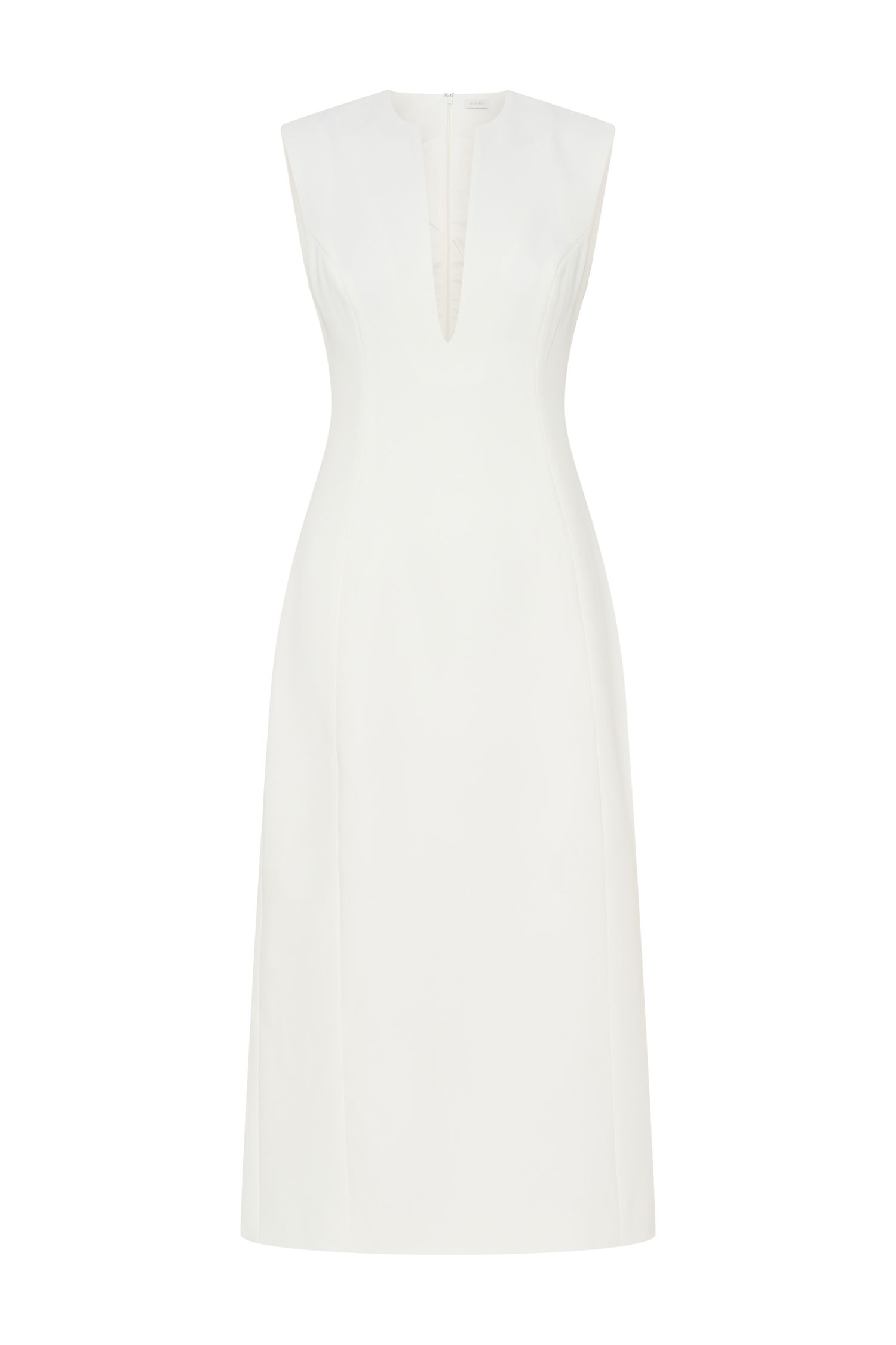 Audrine Suiting Sleeveless Midi Dress - Ivory、mySite、solidvoid
