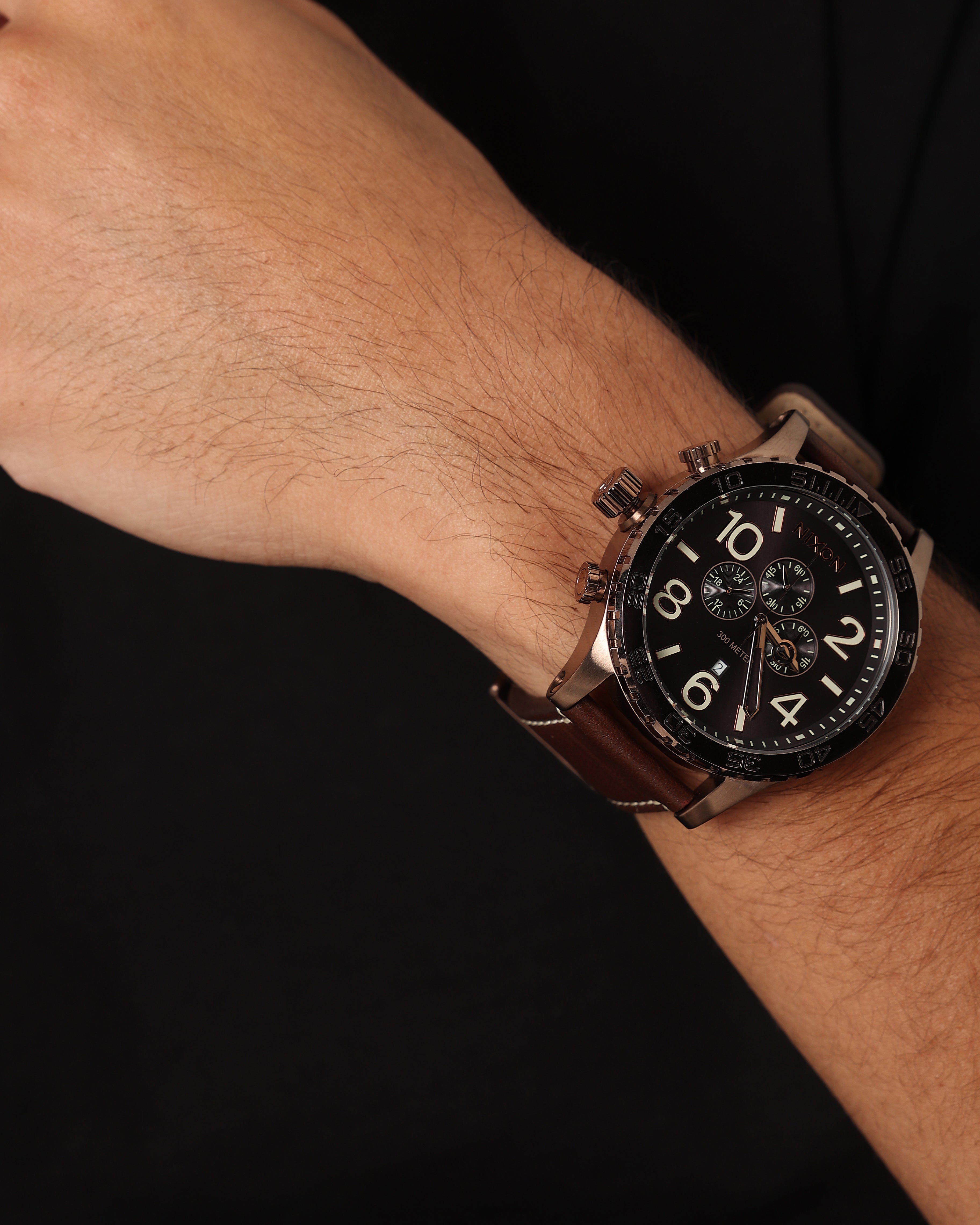 Nixon 51-30 Chrono Leather Watch Chocolate/Dark Roast Brown、mySite、zt4zffjzw
