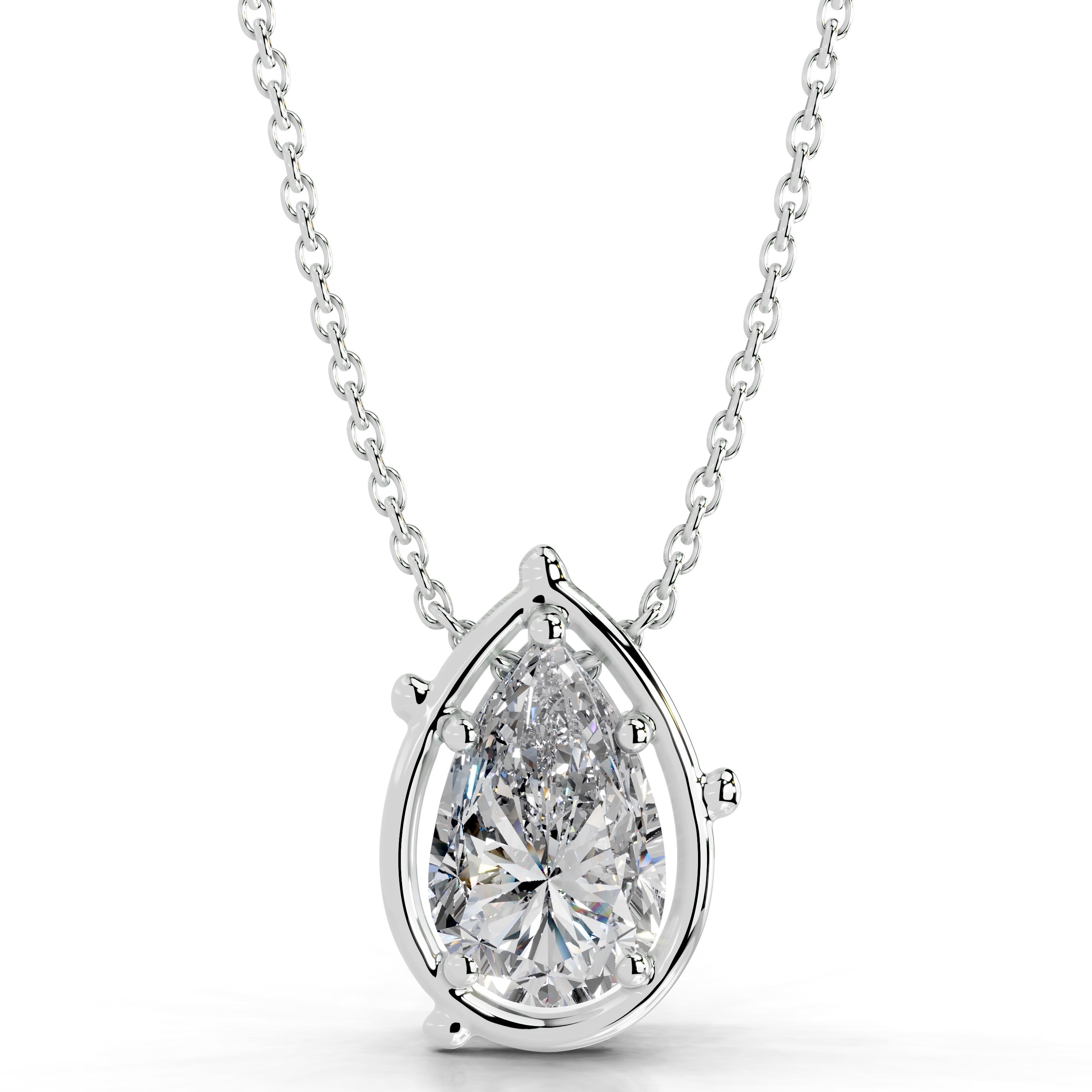 Rooted in Love Pear Lab Grown Diamond Necklace - 18K White Gold、mySite、hinf8tx79
