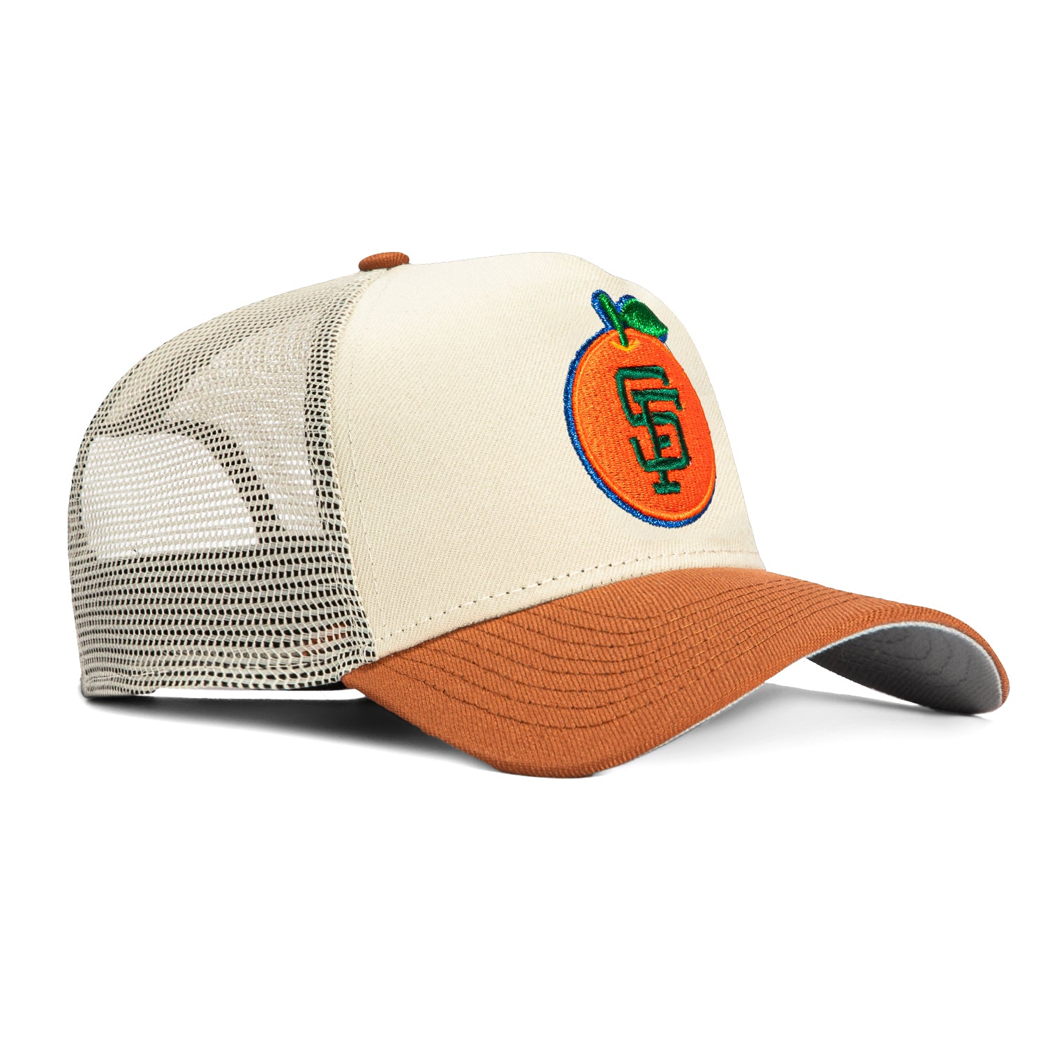 New Era 9Forty A-Frame San Francisco Giants Snapback Trucker Orange Hat - Stone, Brown、mySite、vikingsvslions