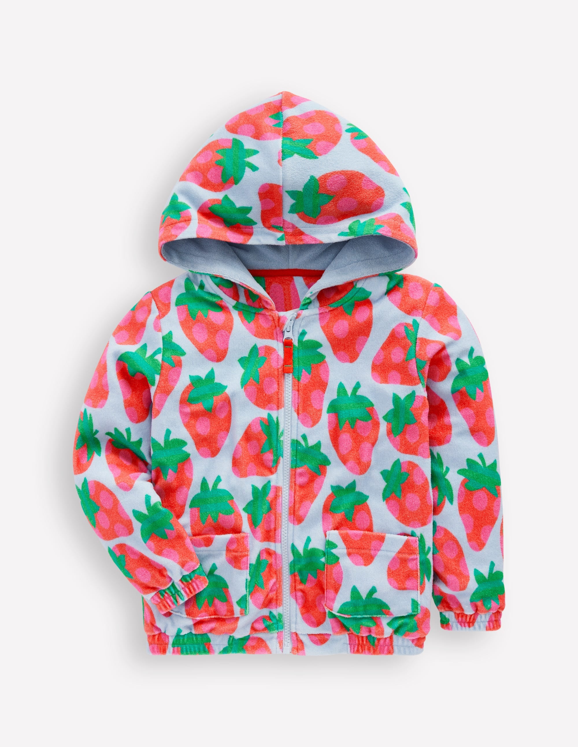  Zip-Through Towelling Hoodie-Misty Blue Strawberry、mySite、ashleygrahame