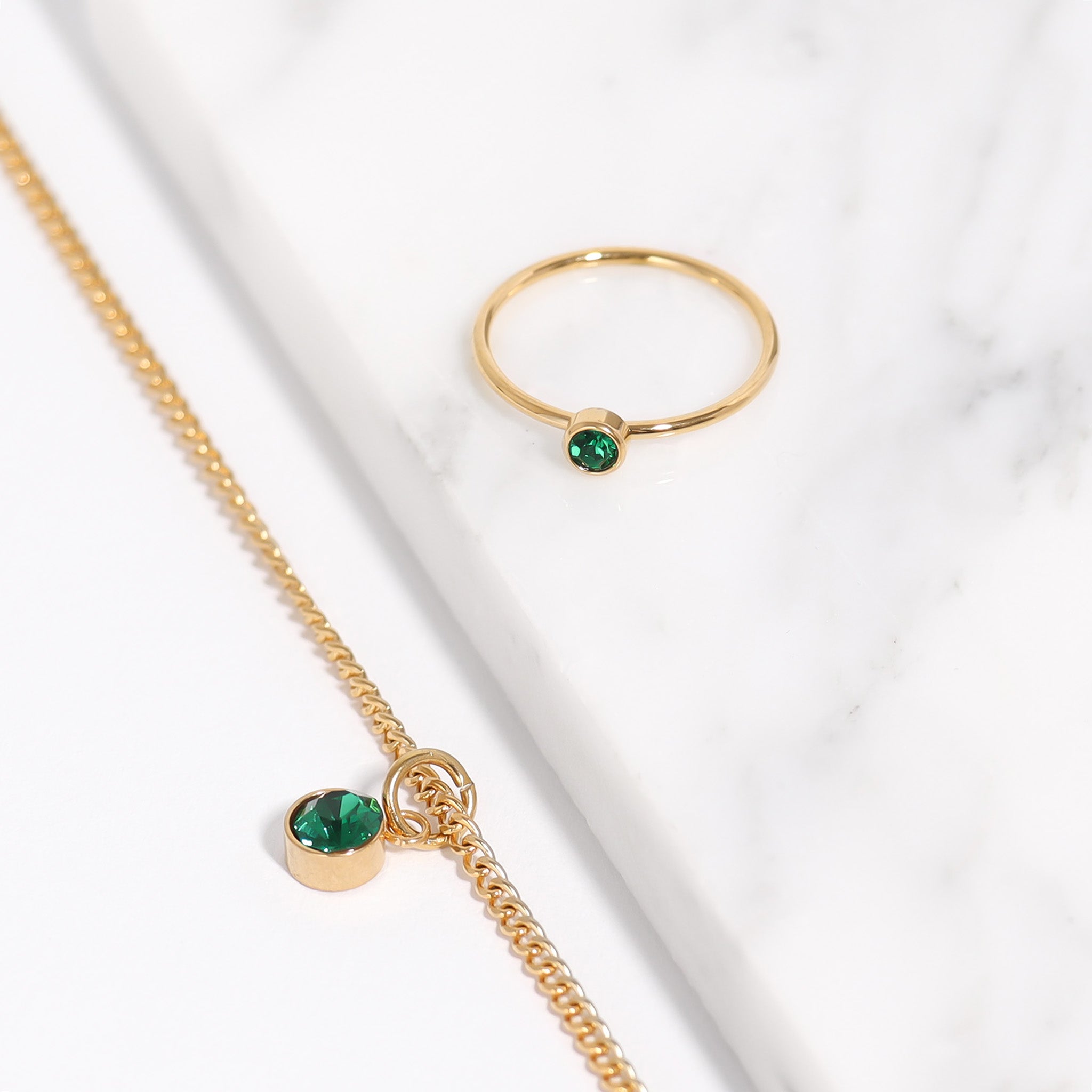 18K Gold PVD Stainless Steel Birthstone Stacking Ring / ZRJ1001、mySite、dreamappss