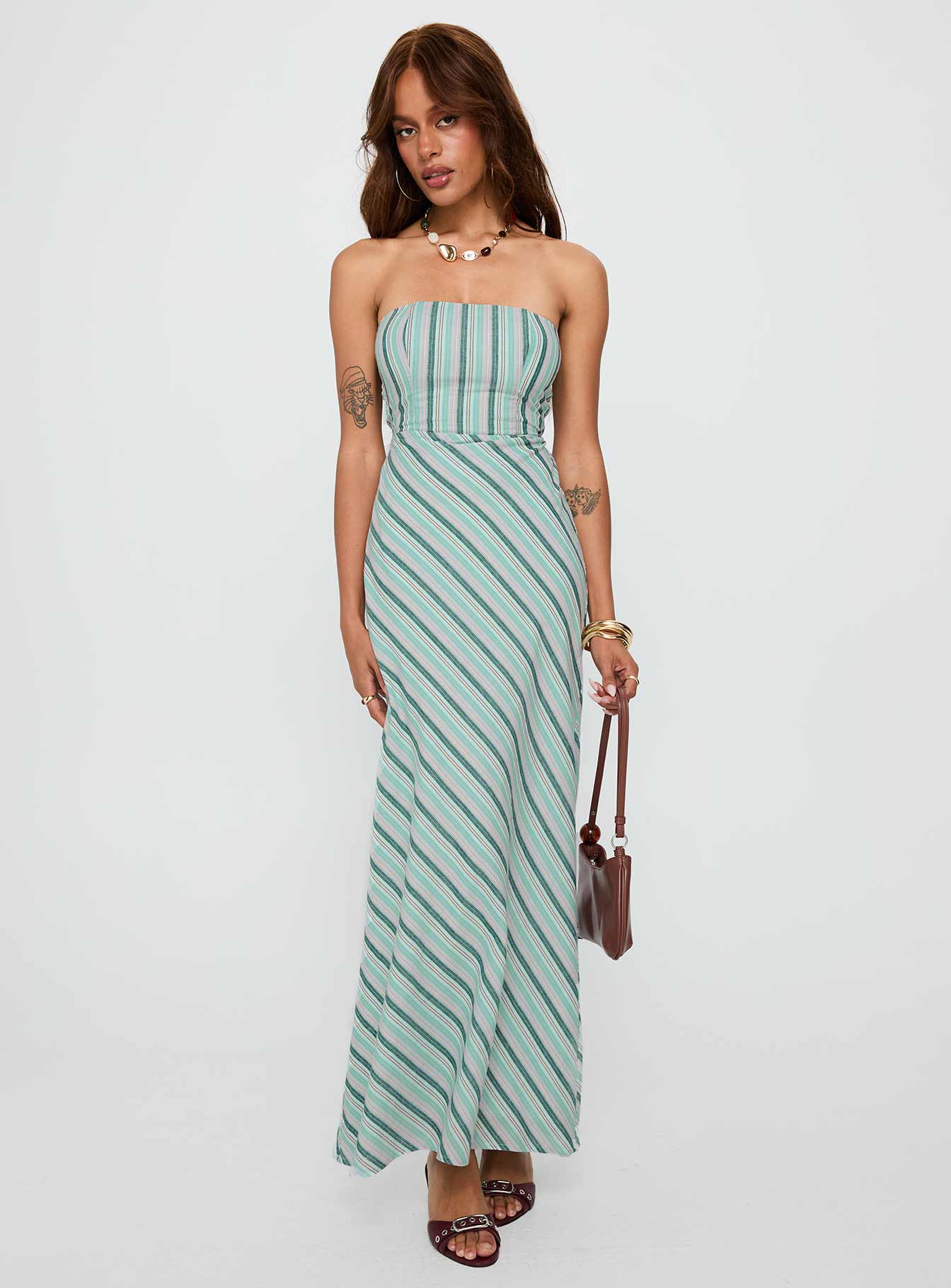 Finchie Strapless Maxi Dress Blue Stripe、mySite、solidvoid