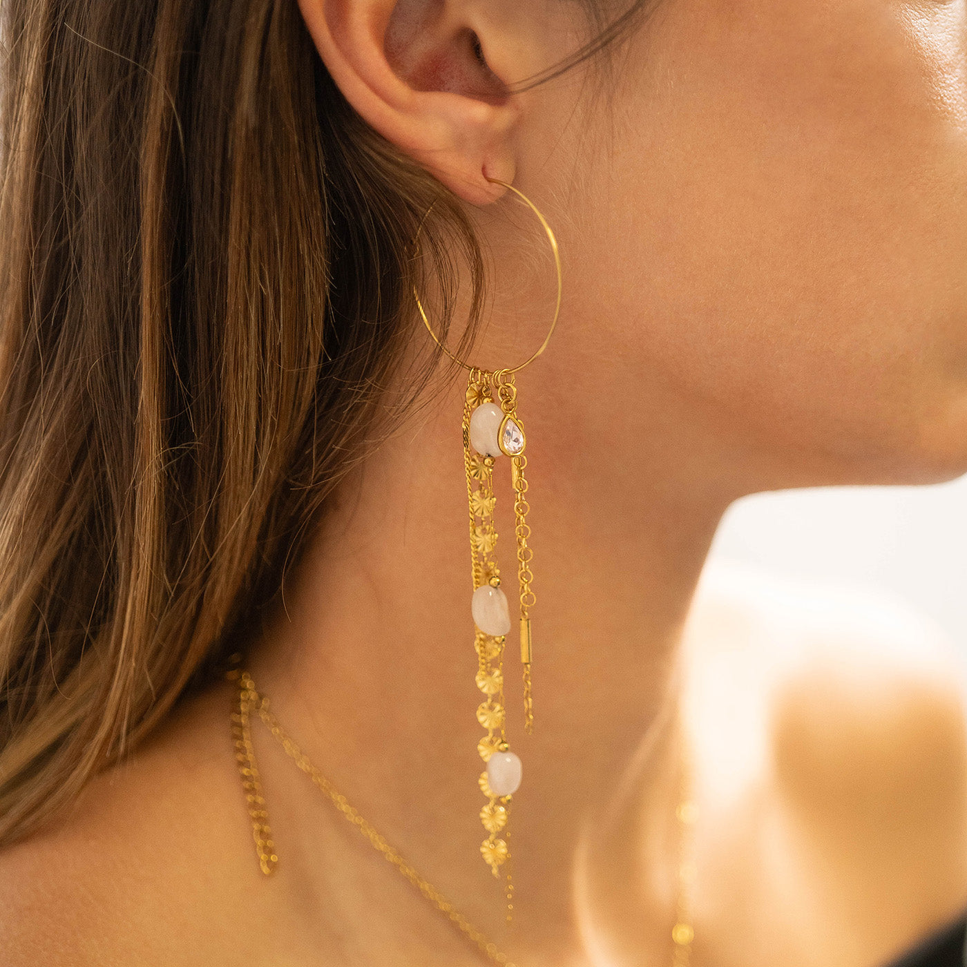 18K Gold PVD Stainless Steel Wire Hoop Earrings / ERJ0044、mySite、dreamappss