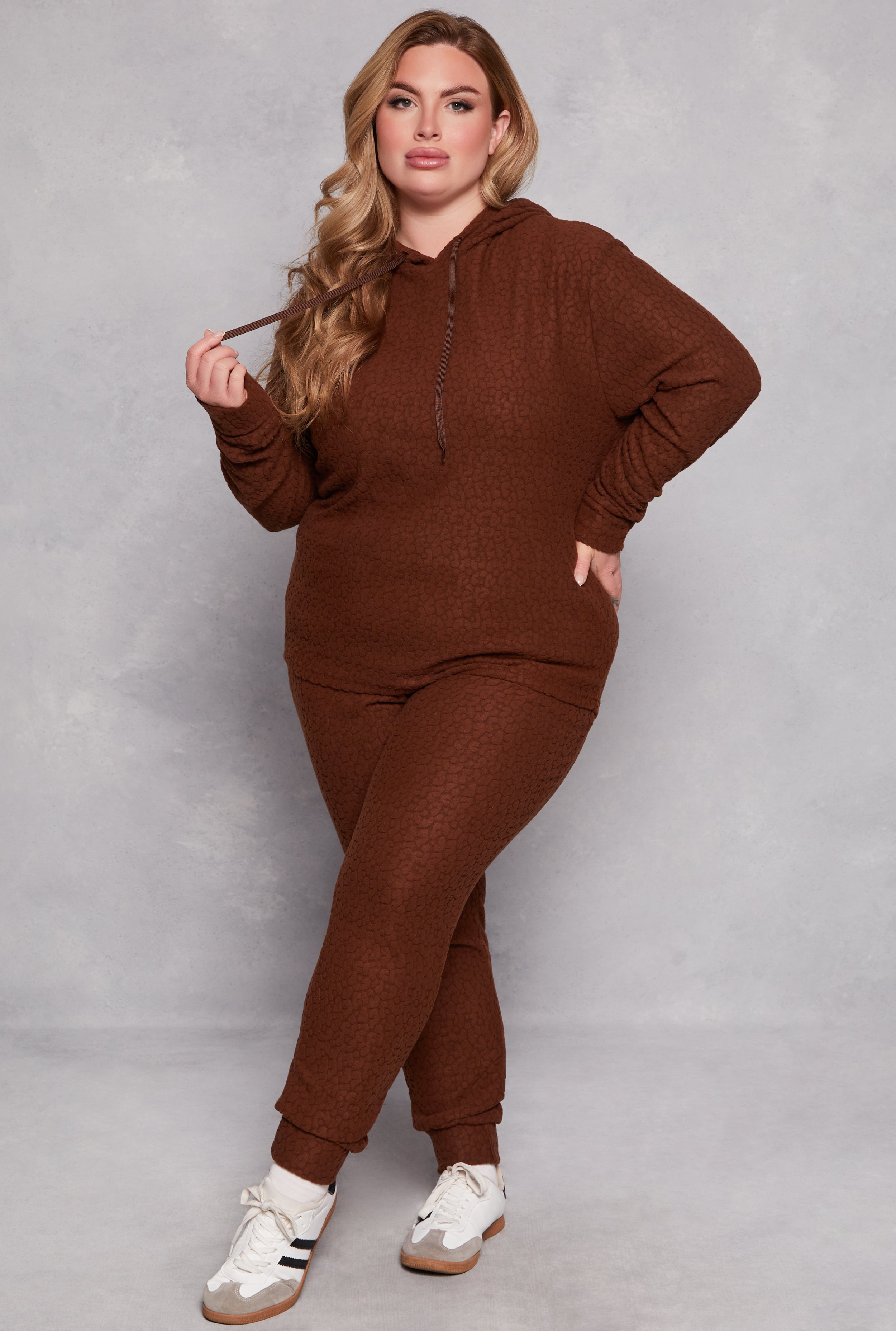 Plus Size Leopard Textured Knit Joggers、mySite、camillekostekn