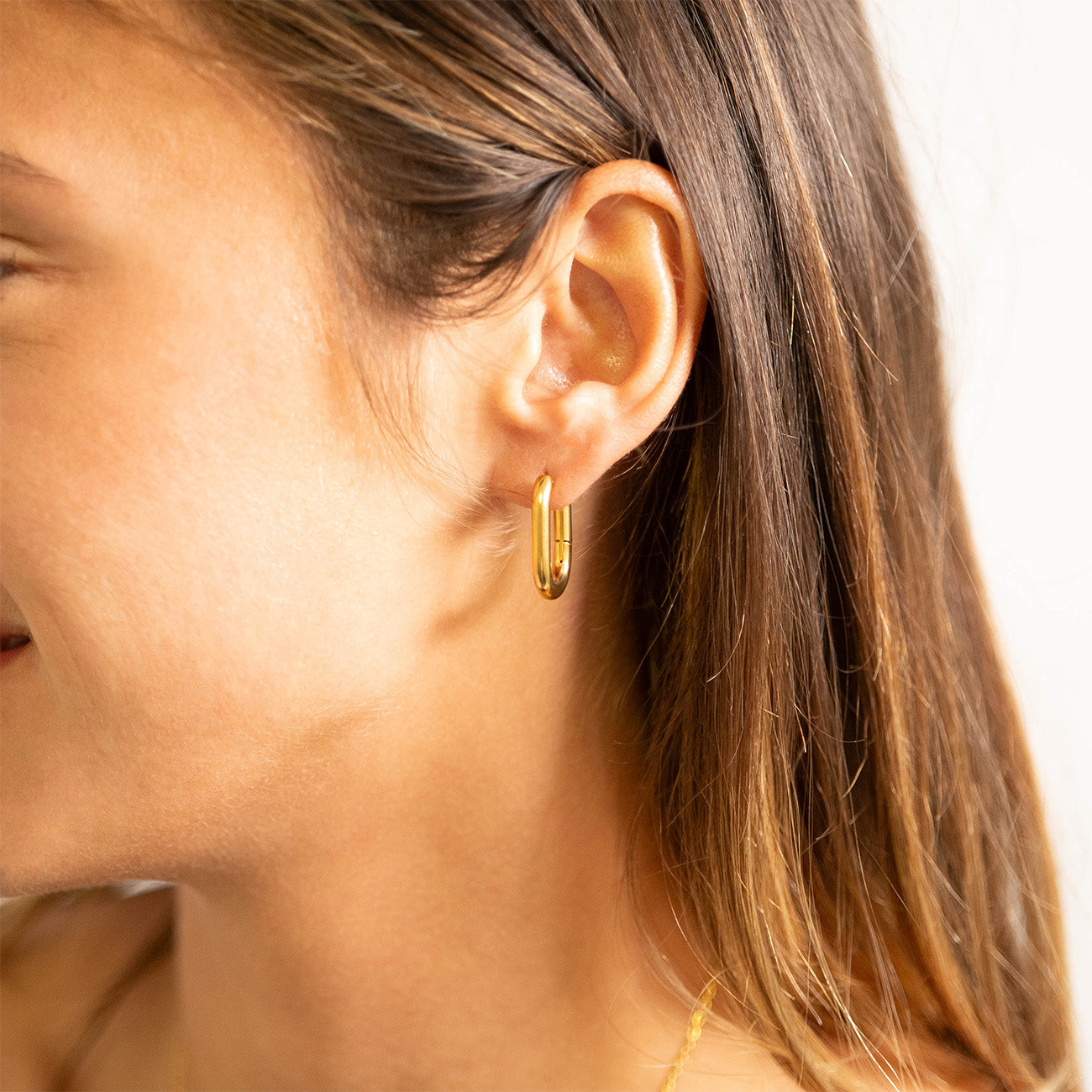 18K Gold PVD Stainless Steel Oval Huggie Earrings / ERJ0039、mySite、dreamappss