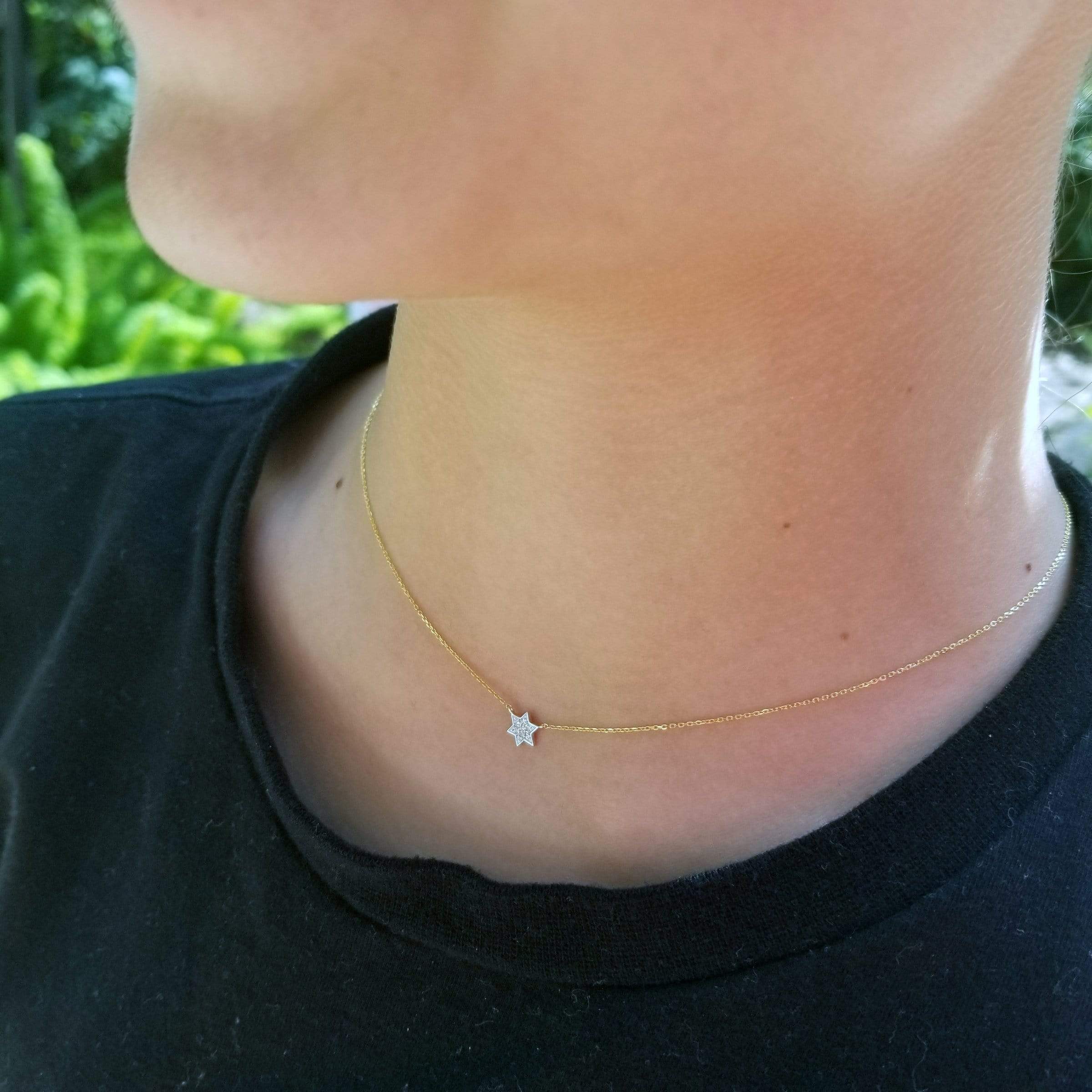 Petite Diamond Jewish Star Necklace in 14k Yellow Gold、mySite、topwebapps