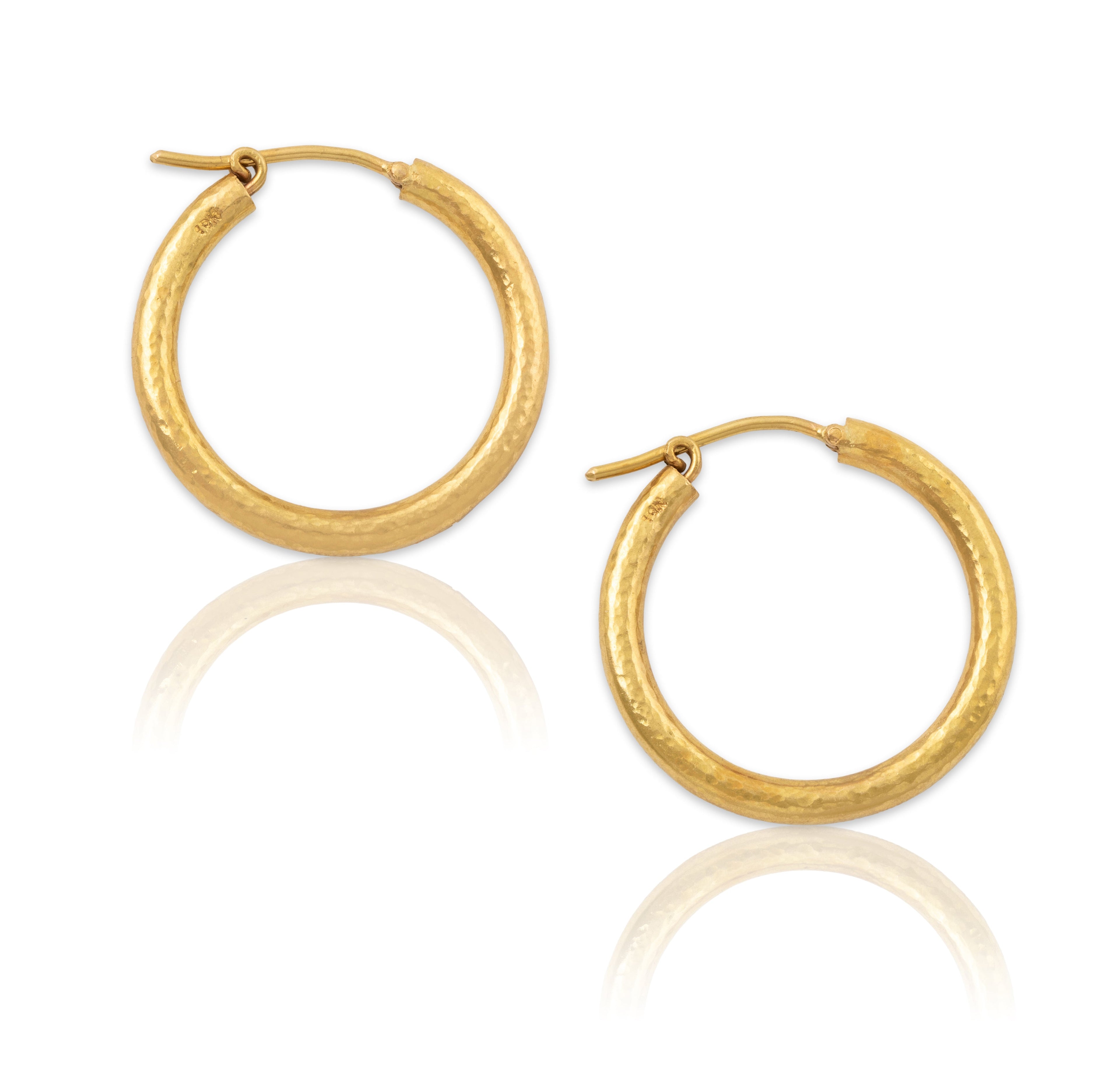 Estate Elizabeth Locke 19k Yellow Gold Hammered Hoop Earrings、mySite、hinf8tx79