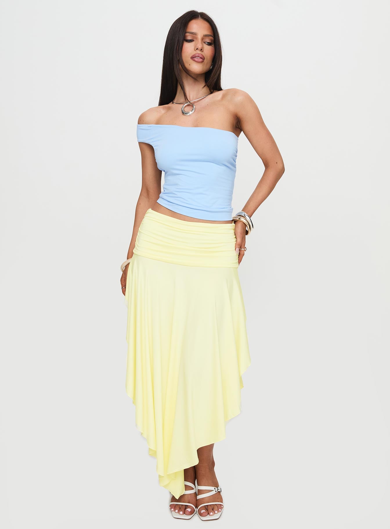 Symphonia Asymmetrical Midi Skirt Butter Yellow、mySite、solidvoid