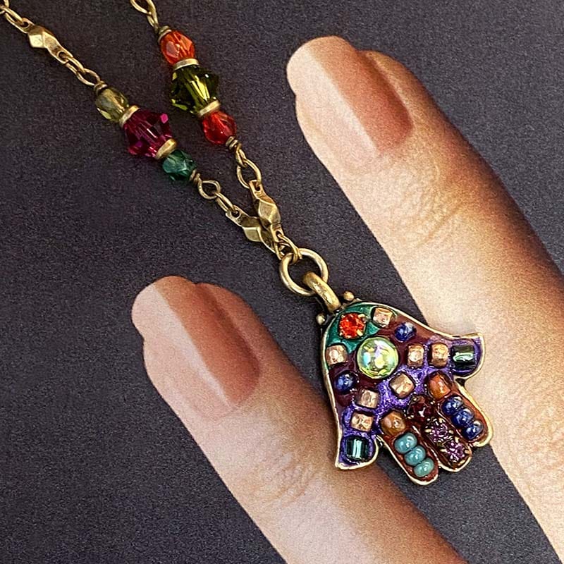 Multi-Bright Hamsa Necklace by Michal Golan、mySite、topwebapps
