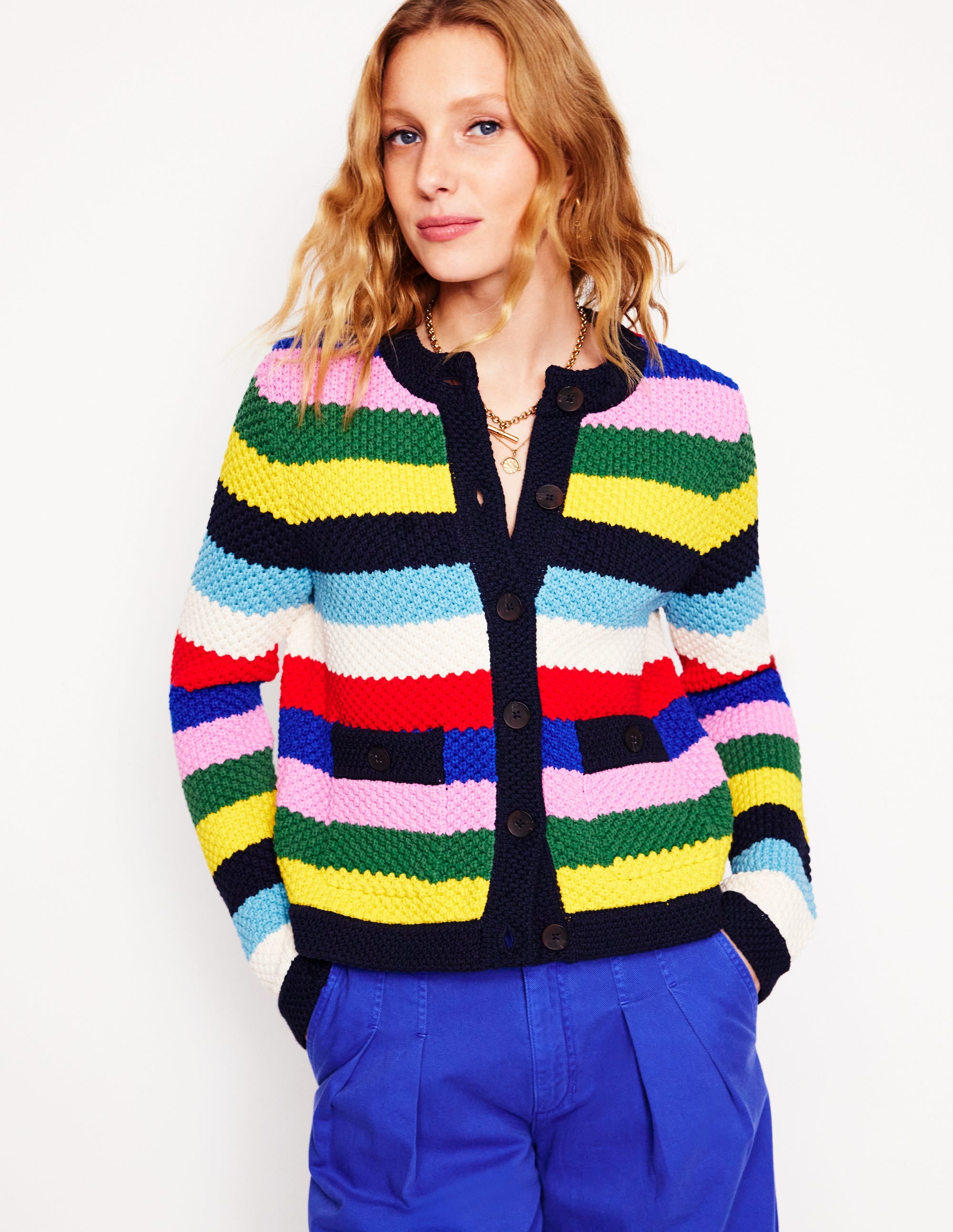  Libby Knitted Jacket-Poppy Red, Blue Multi、mySite、ashleygrahame