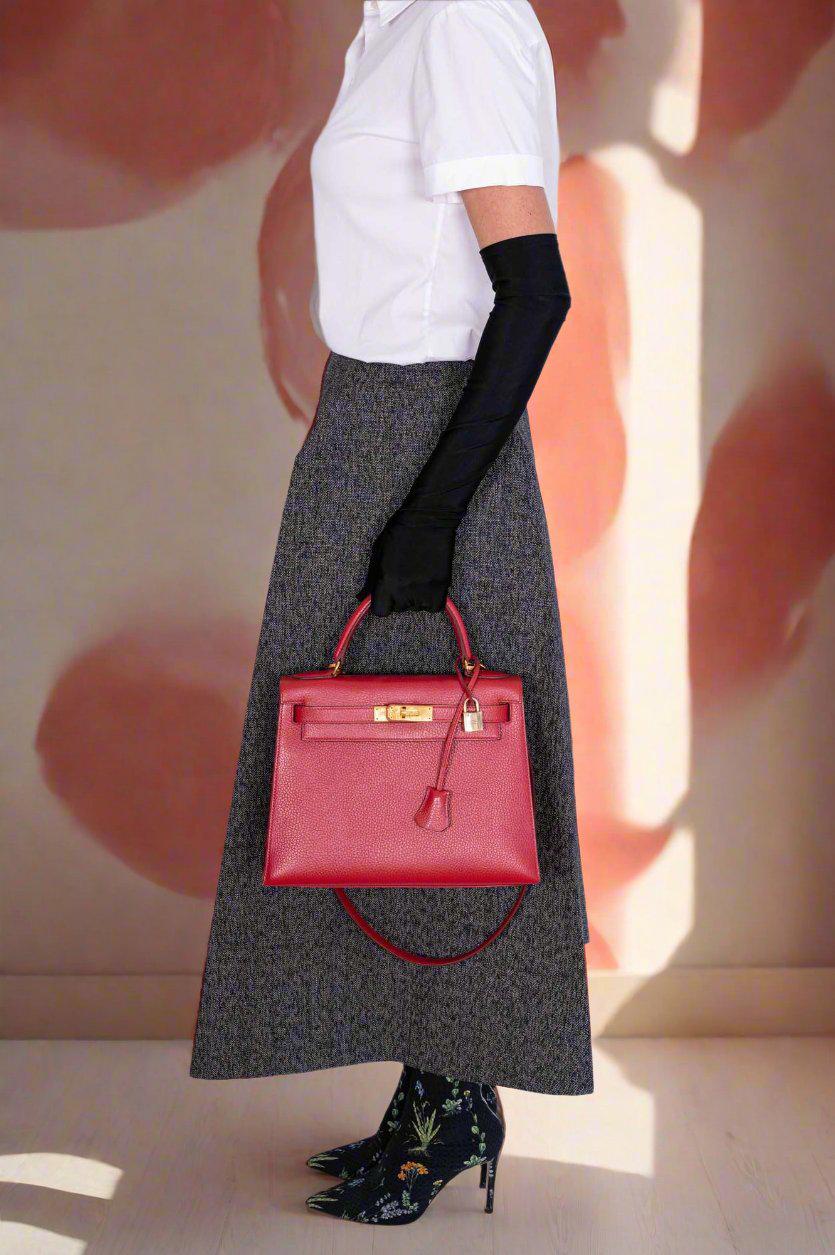 Hermès Kelly 28 Sellier Rouge Vif Ardenne with Gold Hardware、mySite、garminoutage.com
