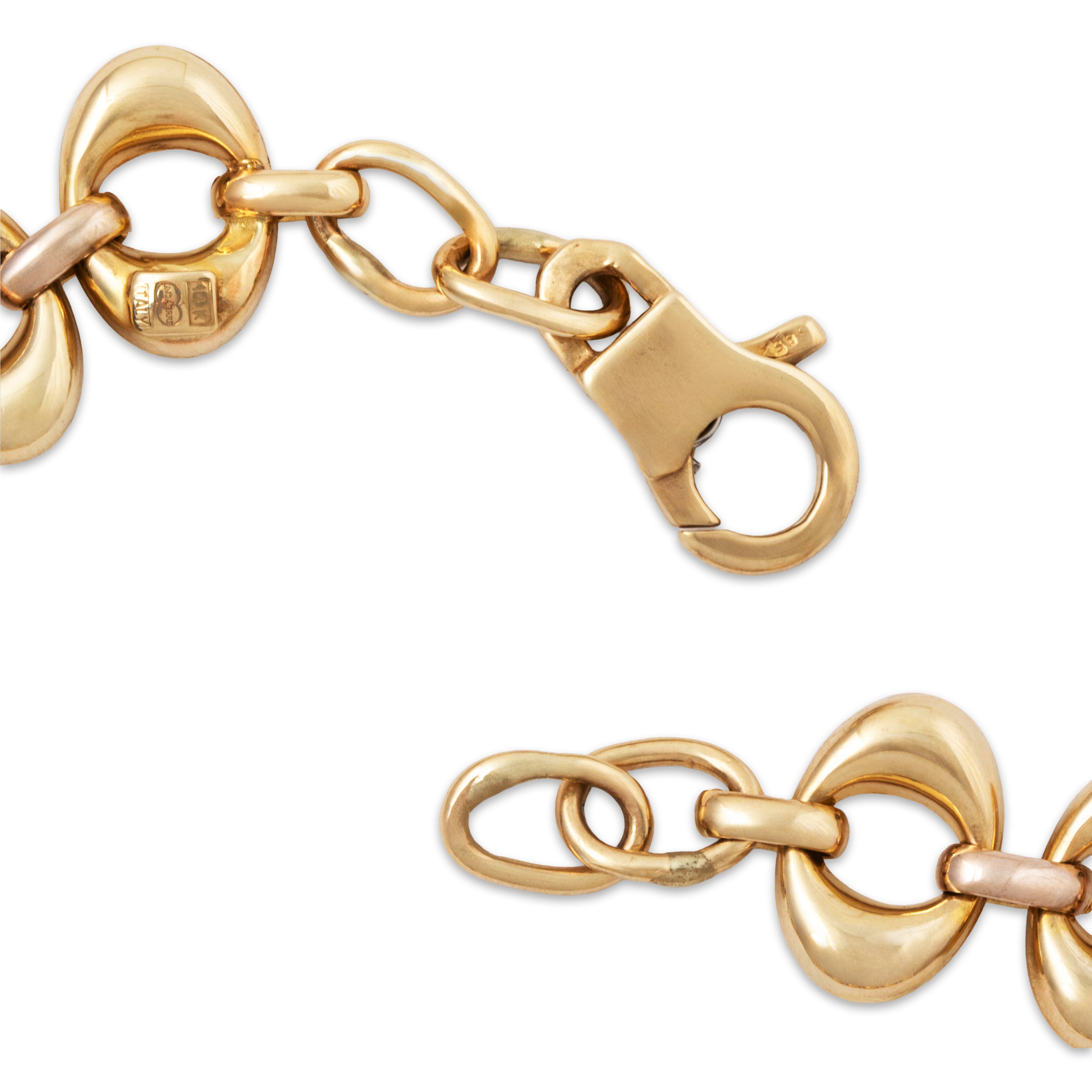 Vintage Italian 14k Yellow Gold Wonderful Puffy Link Bracelet 7.75-8、mySite、hinf8tx79