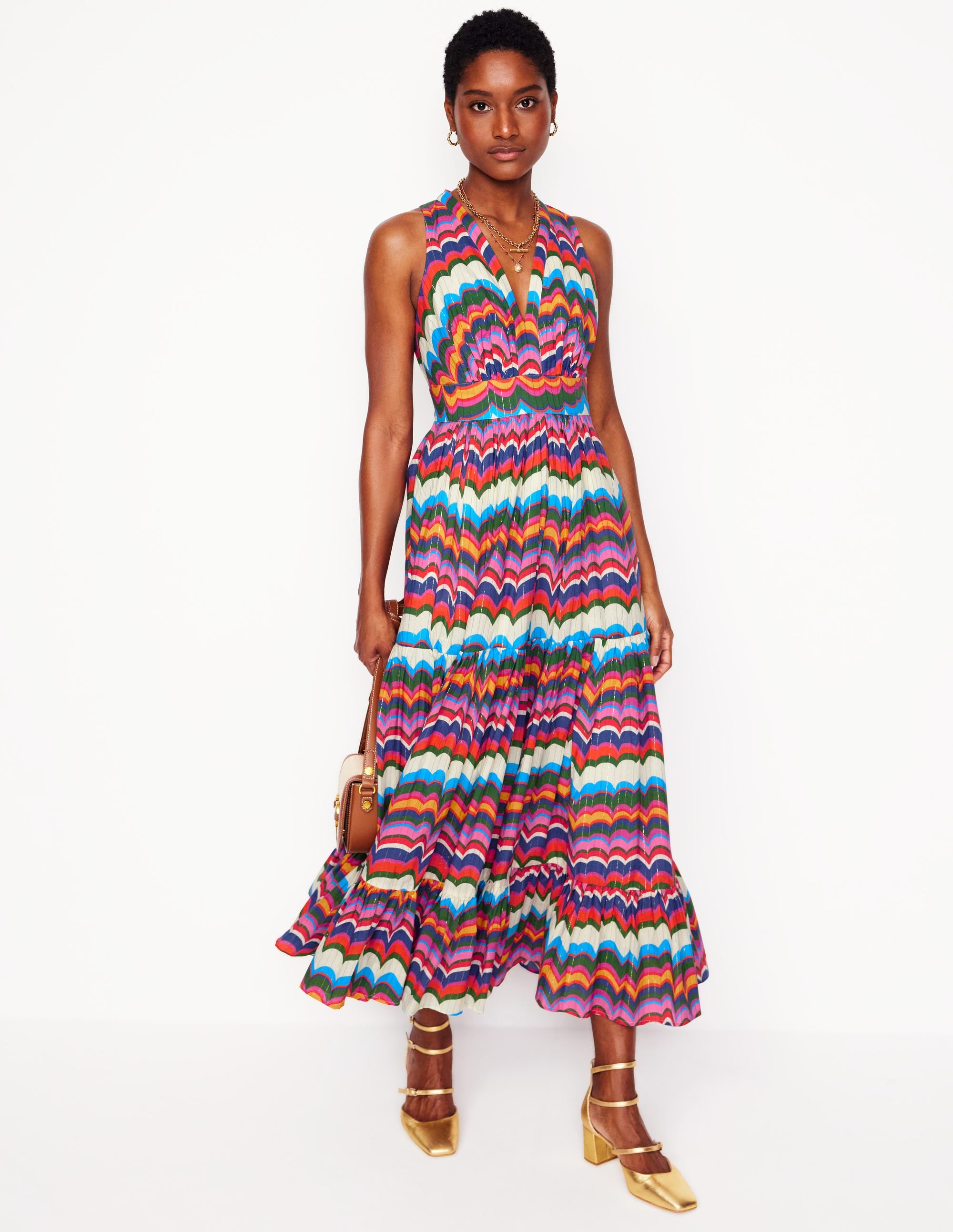  Serena Cotton Tie Maxi Dress-Multi, Abstract Wave、mySite、ashleygrahame
