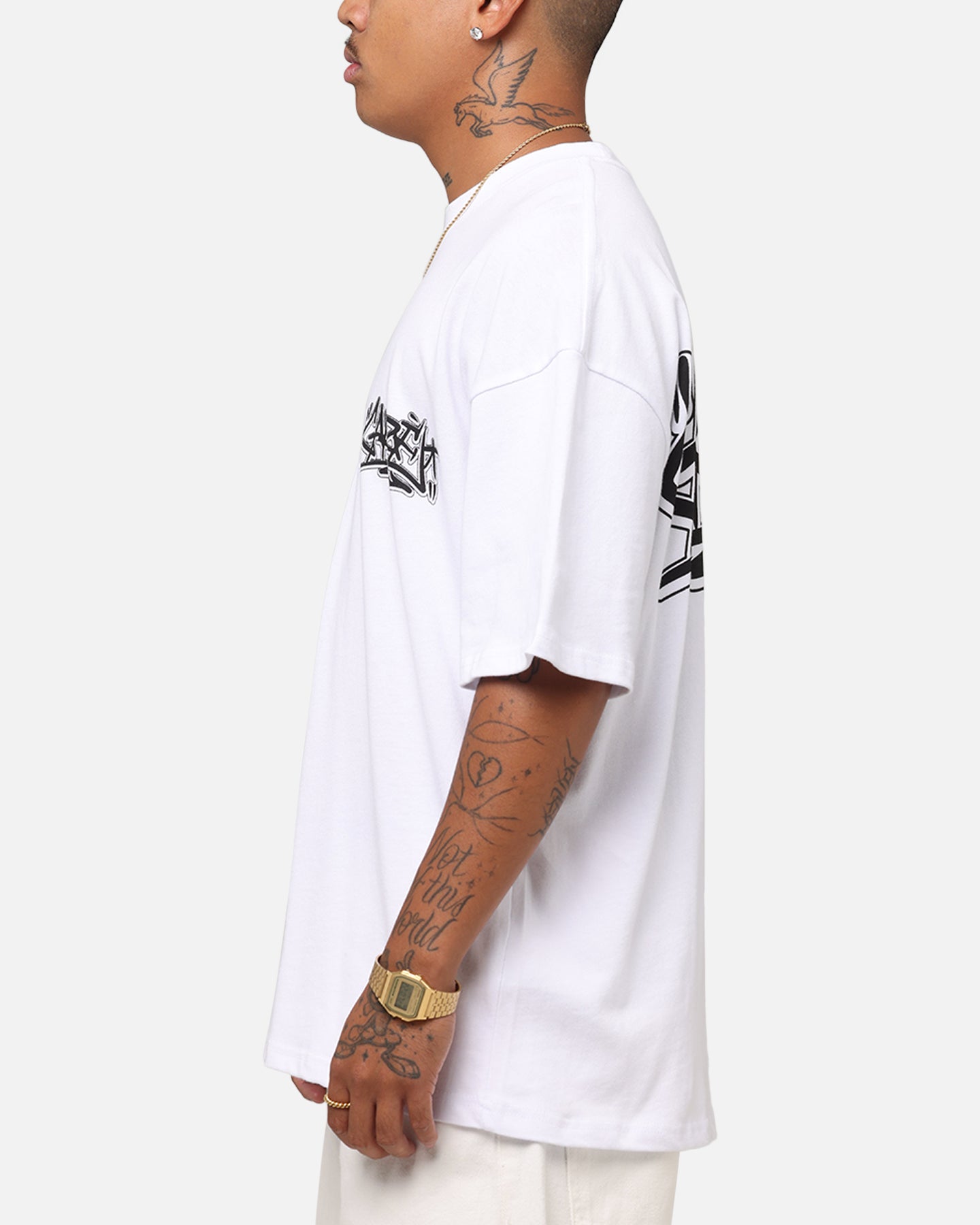 Carre Tagged Drop Shoulder T-Shirt White、mySite、zt4zffjzw