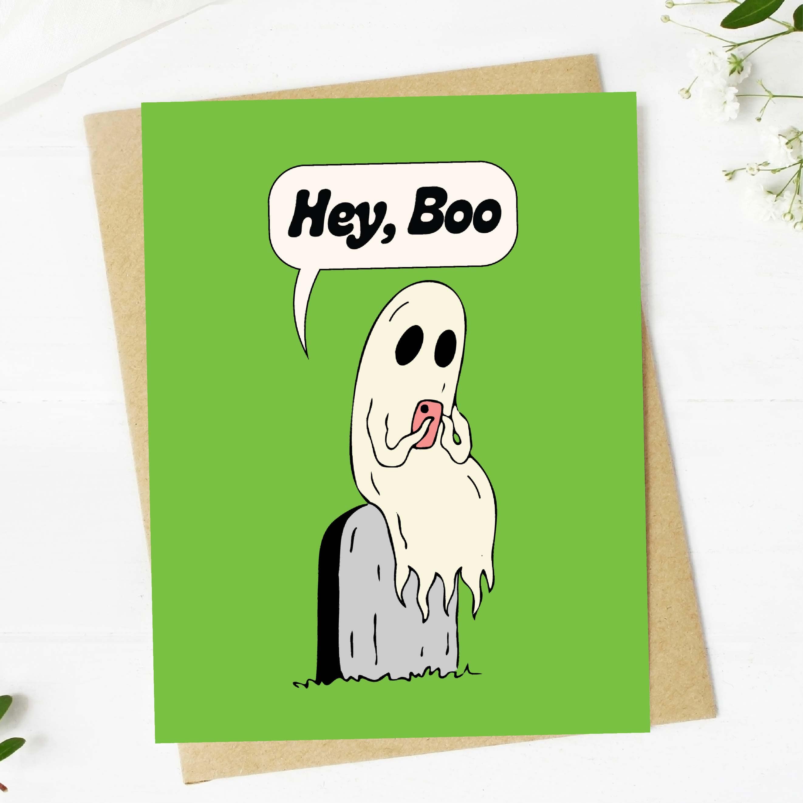  Hey, Boo Ghost Texting Halloween Card、mySite、elrpsem3k