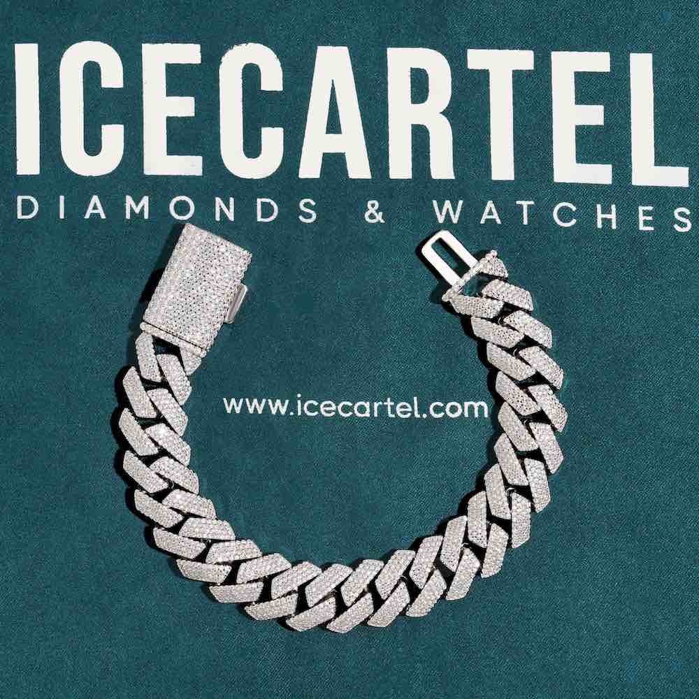 15MM 4-Row Moissanite Cuban Link Bracelet 14K Gold、mySite、hinf8tx79