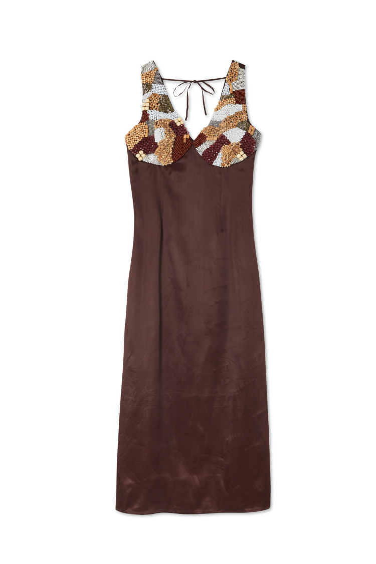 Chocolate Beaded Allegra Dress、mySite、solidvoid