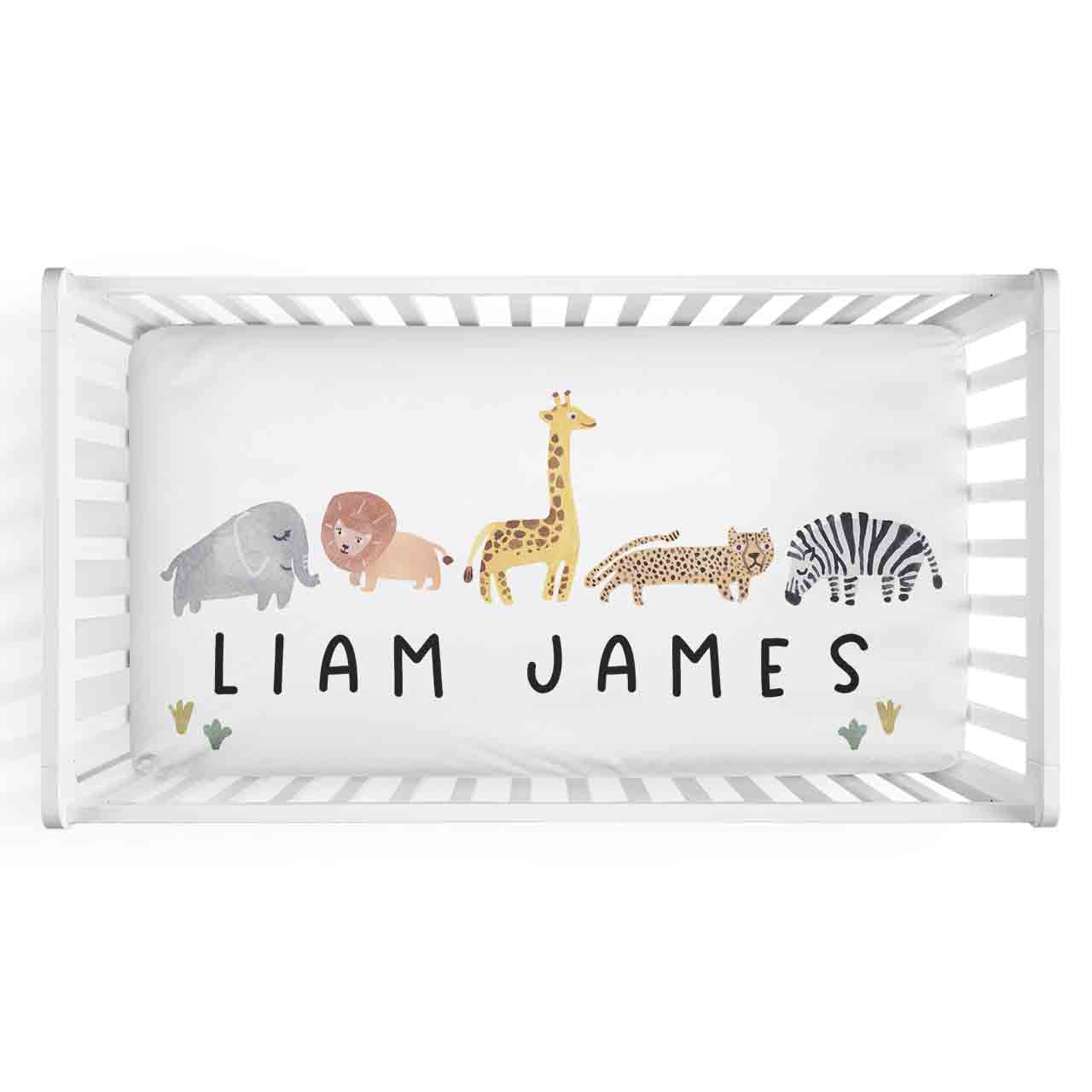  Safari Party Personalized Crib Sheet、mySite、layawaytickets