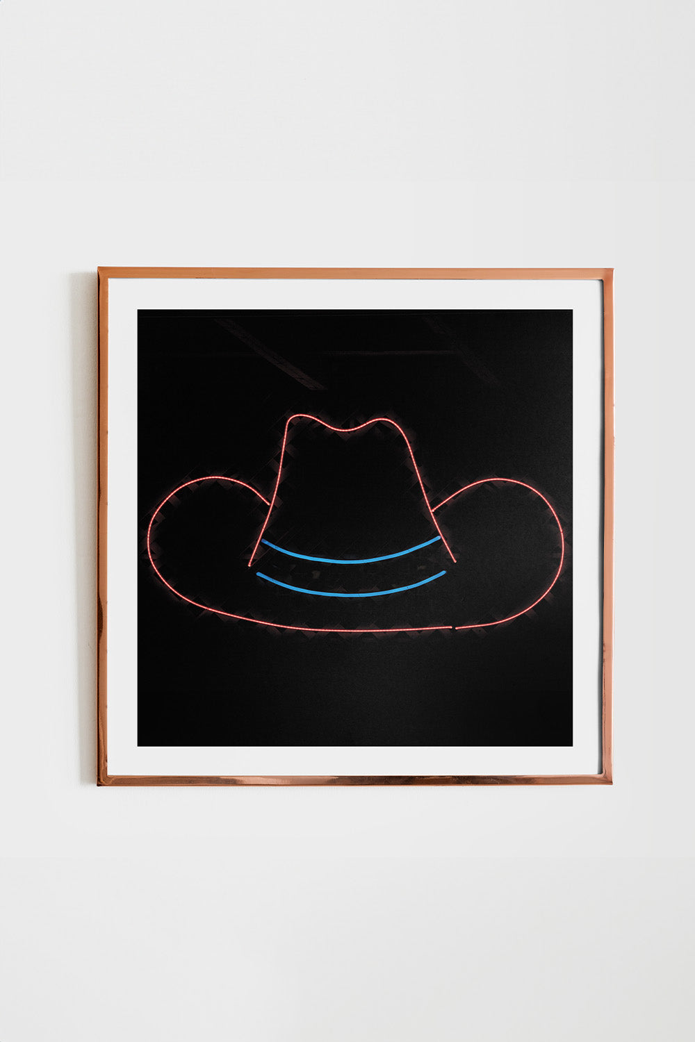 Neon Cowboy Hat Bold Black Square Art Print、mySite、gigharbornorthrealestate