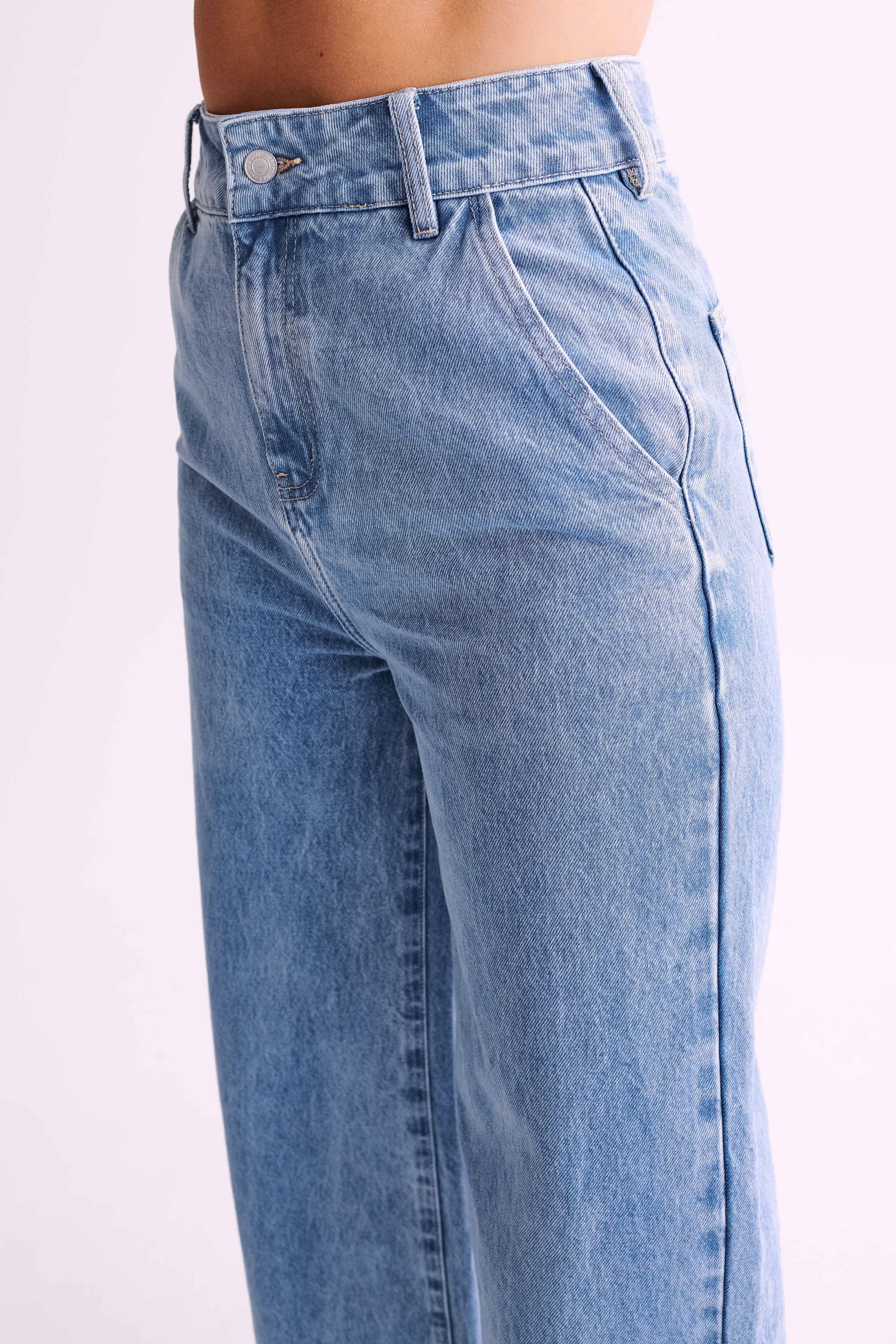 Roxy Wide Leg High Waist Denim Jeans - Mid Blue、mySite、solidvoid