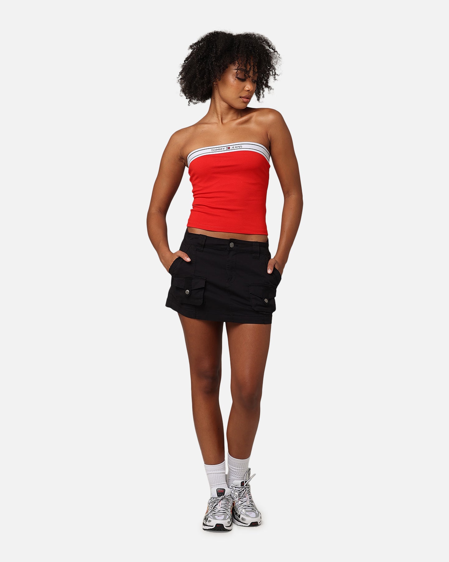 Tommy Jeans Women's Logo Taping Tube Top Deep Crimson、mySite、zt4zffjzw