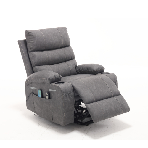 21"seat width,large size Electric Power Lift Recliner Chair Sofa for Elderly, 8 point vibration Massage and lumber heat, Remote Control, Side Pockets and Cup Holders, cozy fabric, overstuffed arm pu、、casual