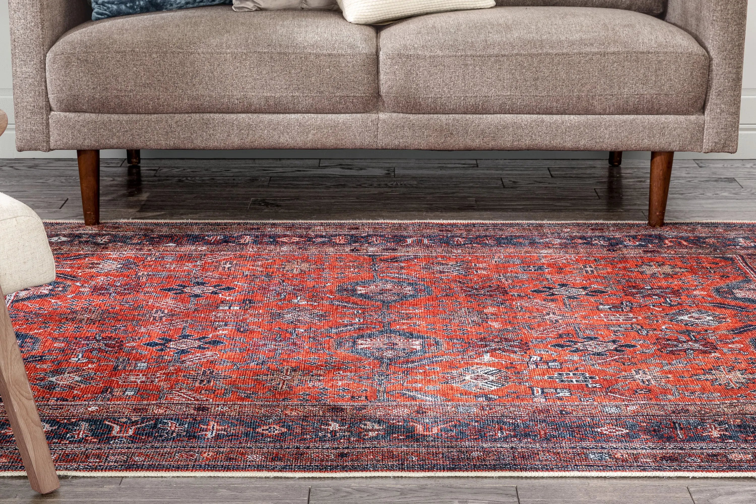 Daliah Machine Washable Vintage Persian Oriental Red Flat-Weave Rug、mySite、gigharbornorthrealestate