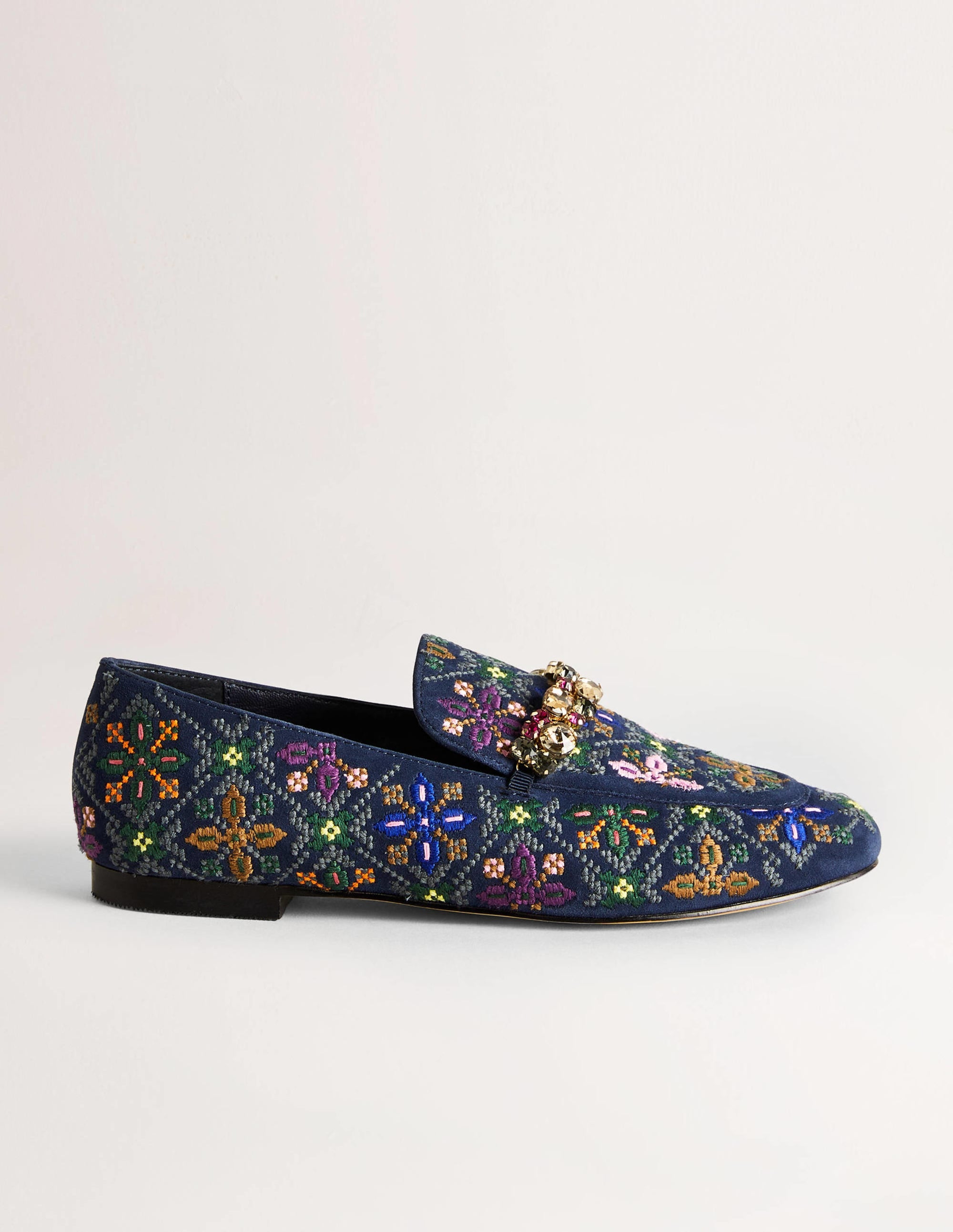  Embellished Trim Loafers-Navy Embroidered、mySite、ashleygrahame
