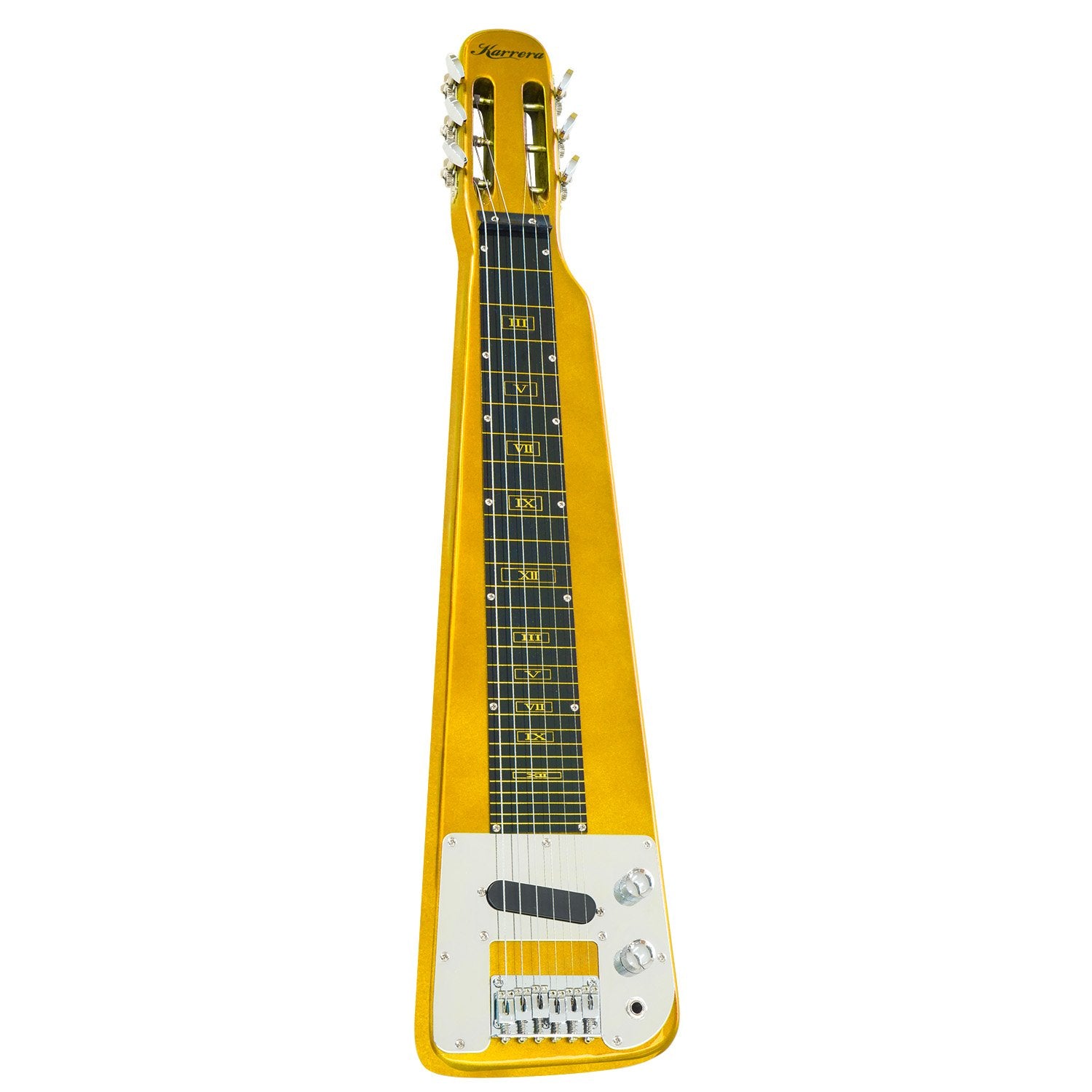 Karrera 29in 6-String Lap Steel Hawaiian Guitar (Metallic Gold)、mySite、camillekostekn