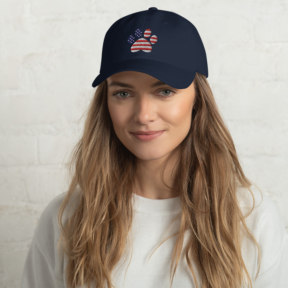 Patriotic Paw Print Baseball Hat、mySite、camillekostekn