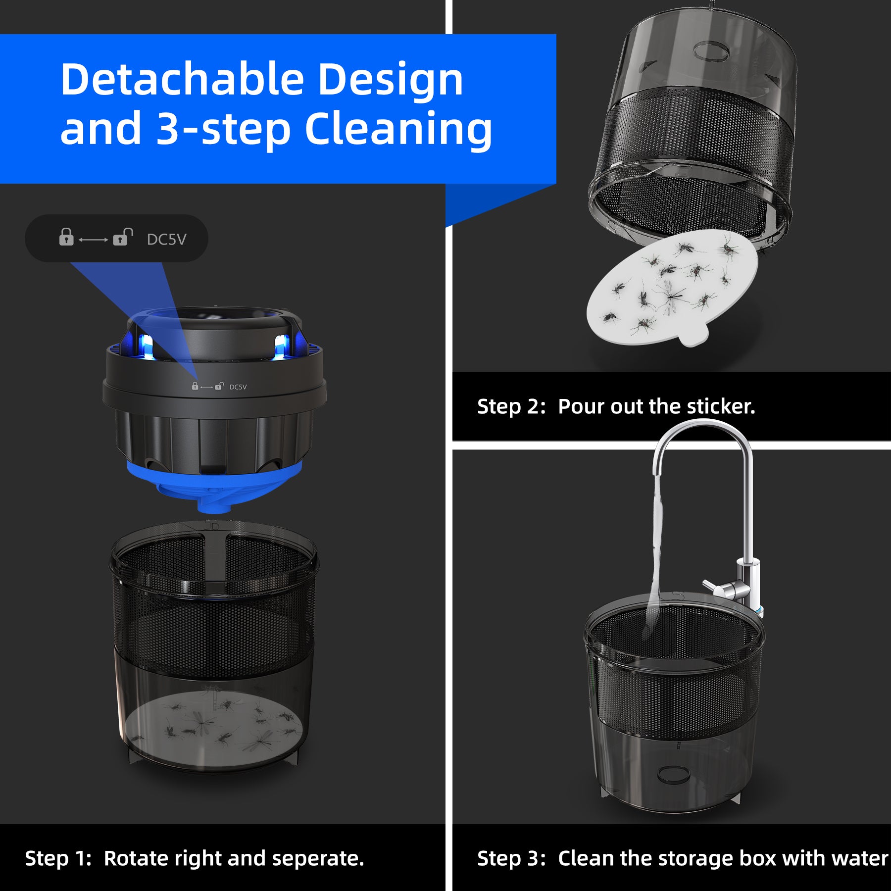 KLOUDIC Bug Zapper, Insect Trap indoor ,Electric Mosquito Killer, USB Powered Non-Toxic Pest Control for Home ,Capming、mySite、fannypackpong