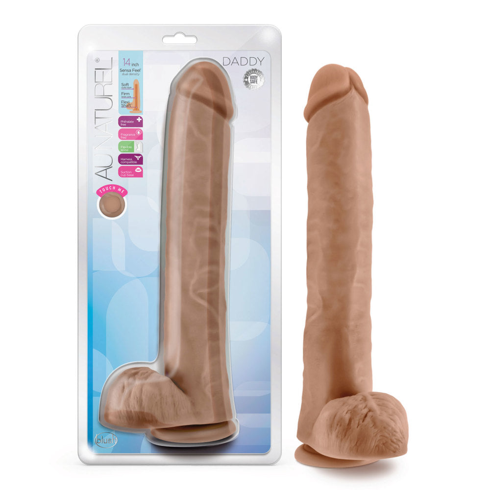 Au Naturel By Blush® | Daddy Realistic Mocha 14-Inch Long Dildo With Balls & Suction Cup Base、mySite、bottomscart