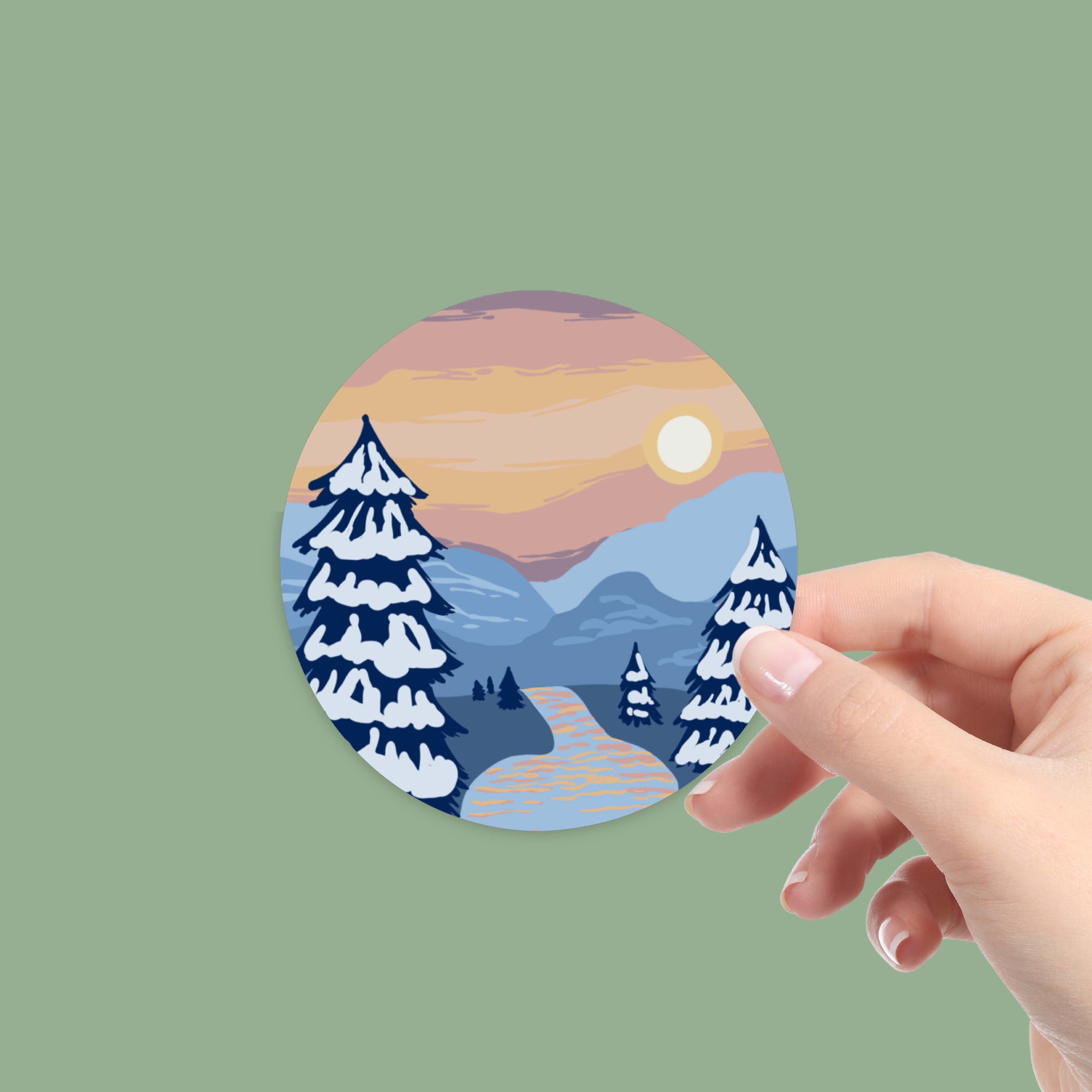  Snowy Sunset Winter Sticker、mySite、elrpsem3k