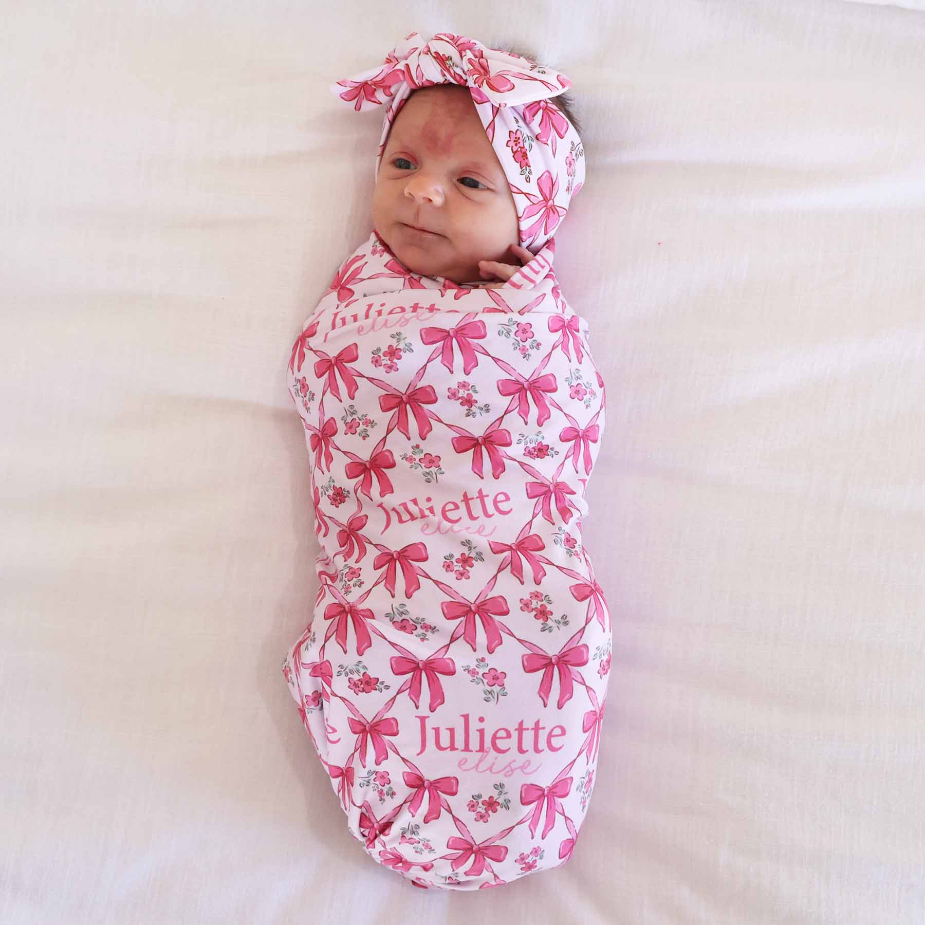  Bow Besties Personalized Swaddle Blanket、mySite、layawaytickets