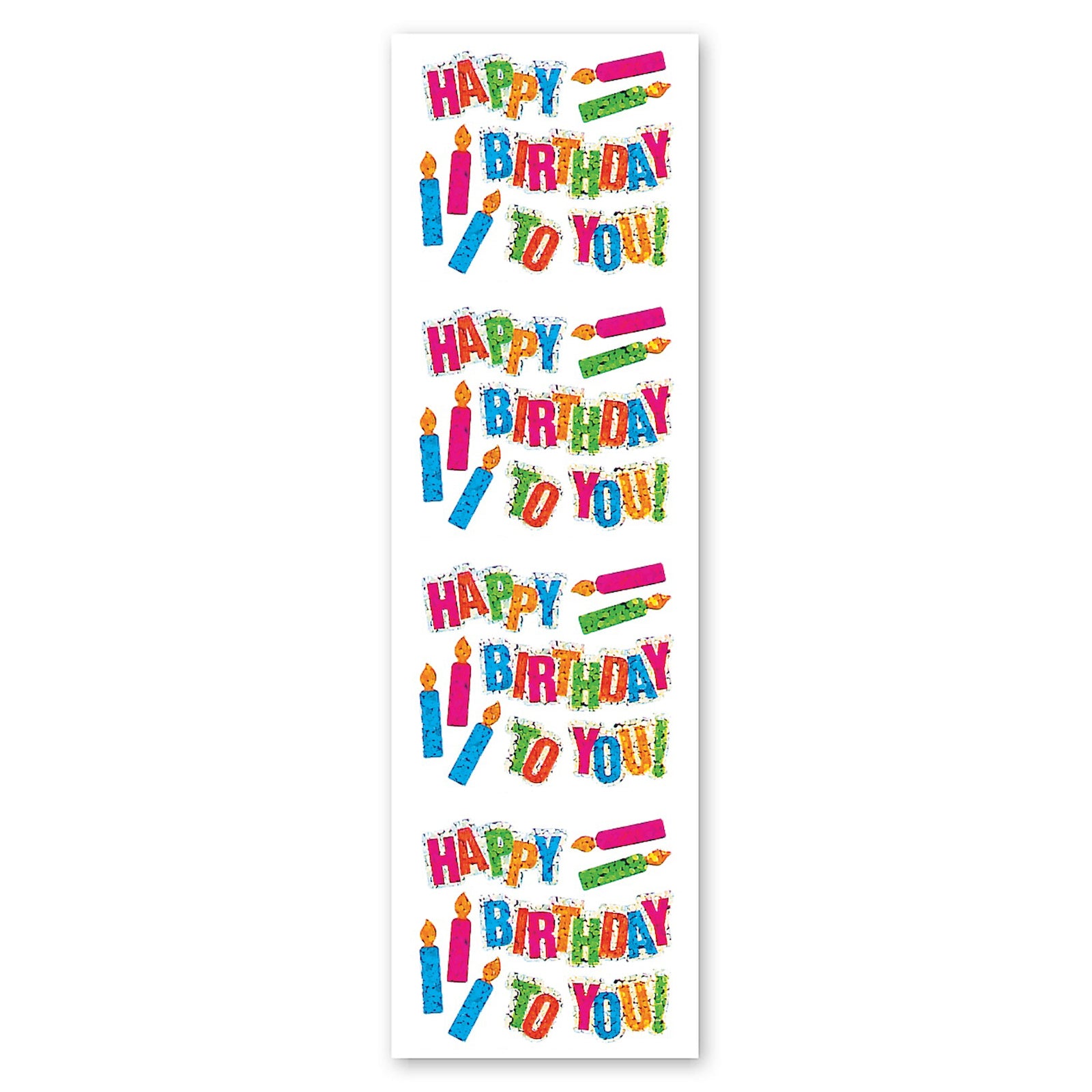  Happy Birthday & Candles Sparkly Prismatic Stickers - Packaged、mySite、ghnorth
