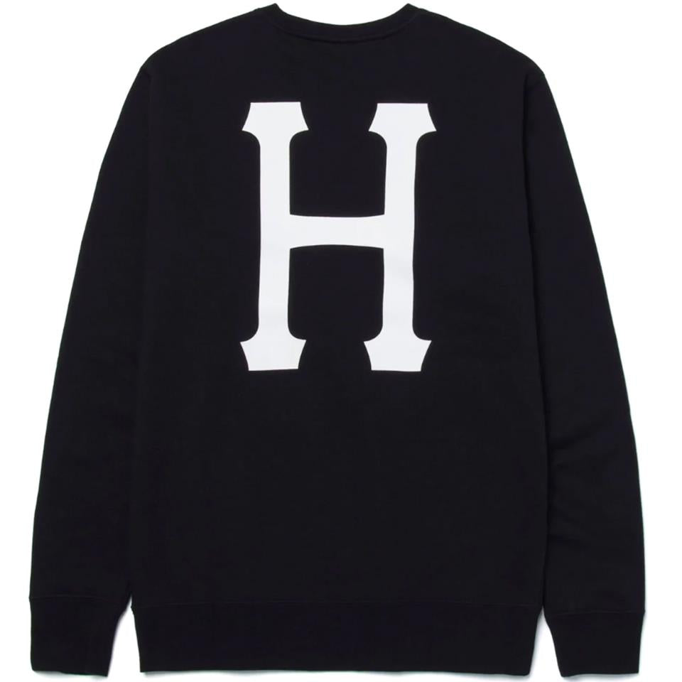  Huf Essentials Classic H Crew - Black、mySite、merchandisen